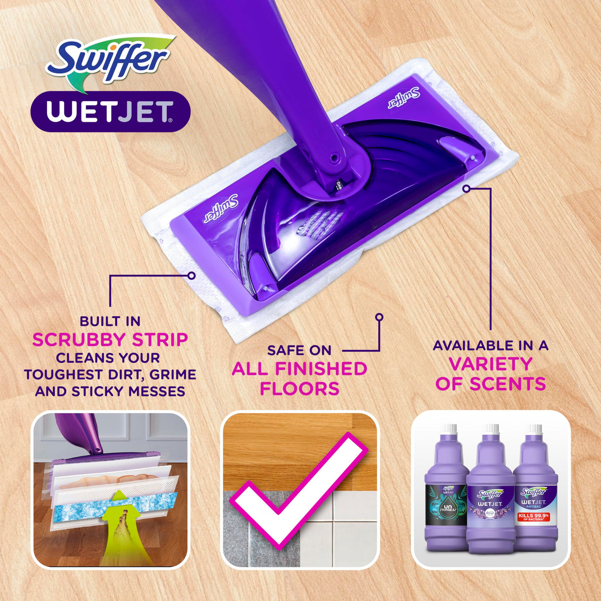 Swiffer WetJet Spray Mop Kit : Includes 1 Floor Mop, 1 Bottle of Floor Cleaner Solution, 10 WetJet Refill Pads, 2 Batteries 🍁 All In One Marketplace Canada