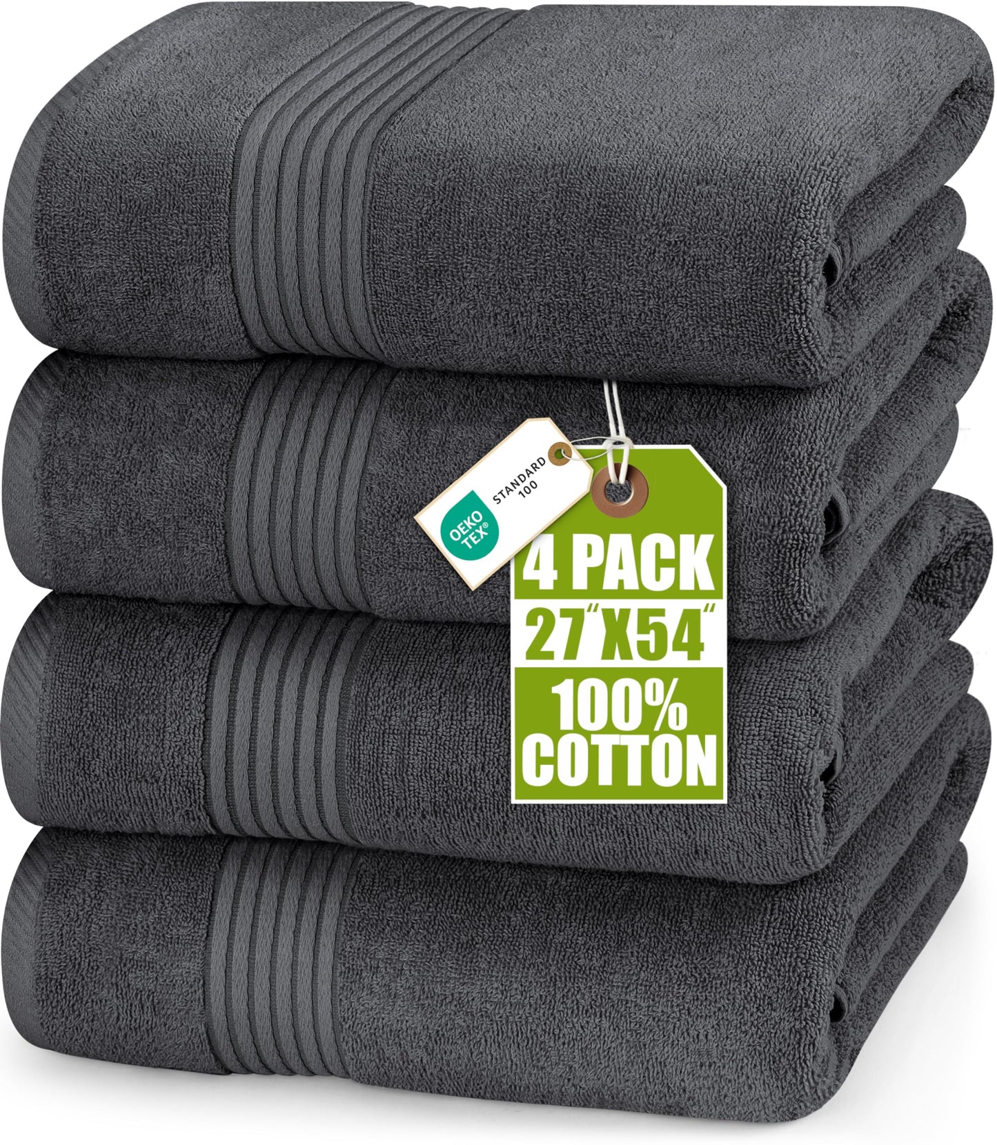 Utopia Towels Premium 100% Combed Ring Spun Cotton Bath Towels, Ultra Soft and Highly Absorbent, 27 by 54 inches, Large Bath Towels, 4 Pack, Grey 🍁 All In One Marketplace Canada
