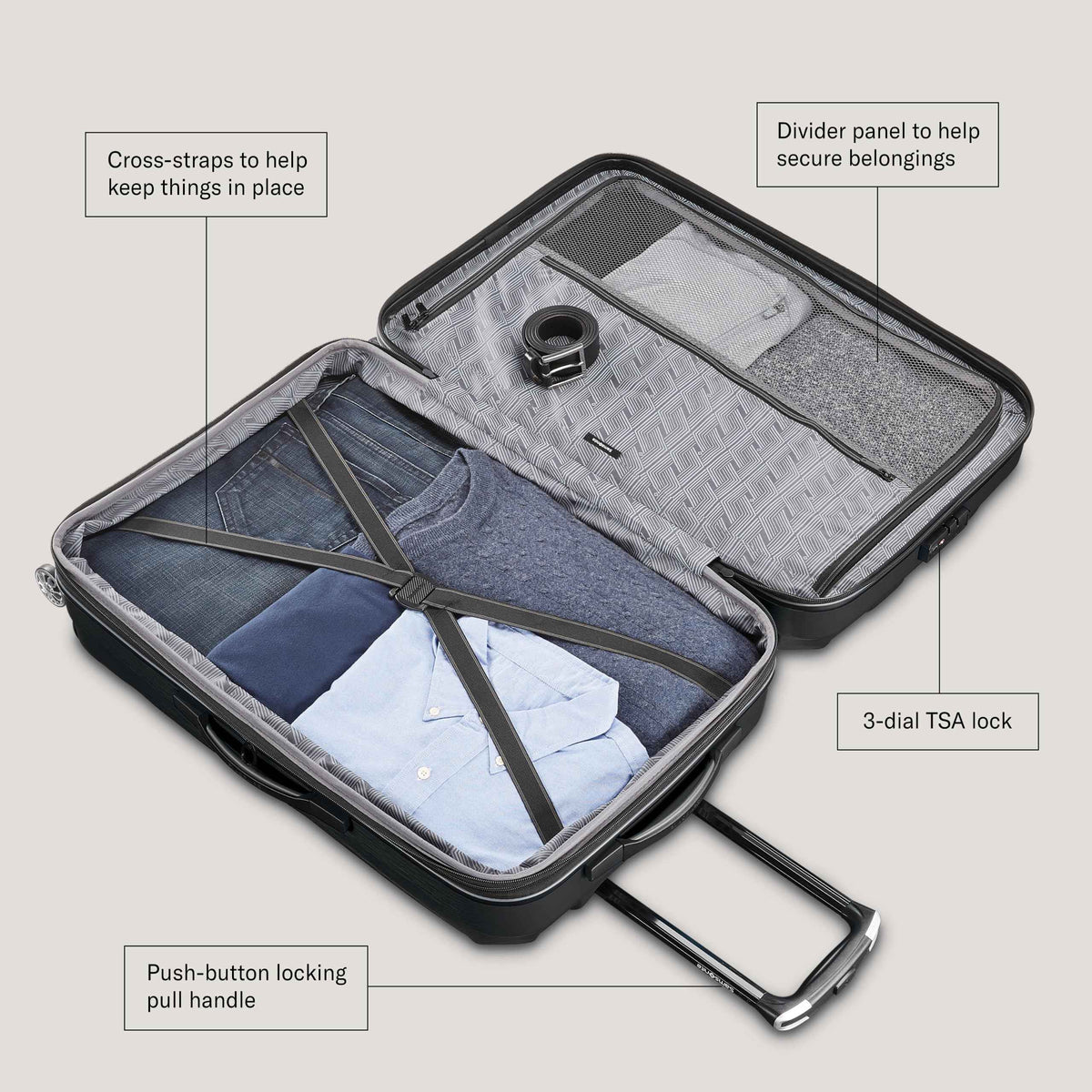 Samsonite Centric 2 Spinner Carry-On, Model Number - 141134-1041, Black