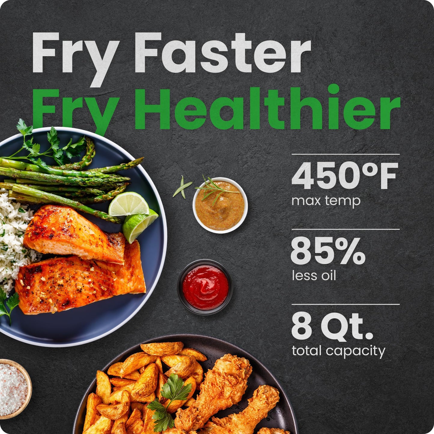 Chefman TurboFry® Touch Air Fryer, XL 8-Qt (7.5L) Family Size, One-Touch Digital Control Presets, French Fries, Chicken, Meat, Fish, Nonstick Dishwasher-Safe Parts, Automatic Shutoff, Stainless Steel 🍁 All In One Marketplace Canada