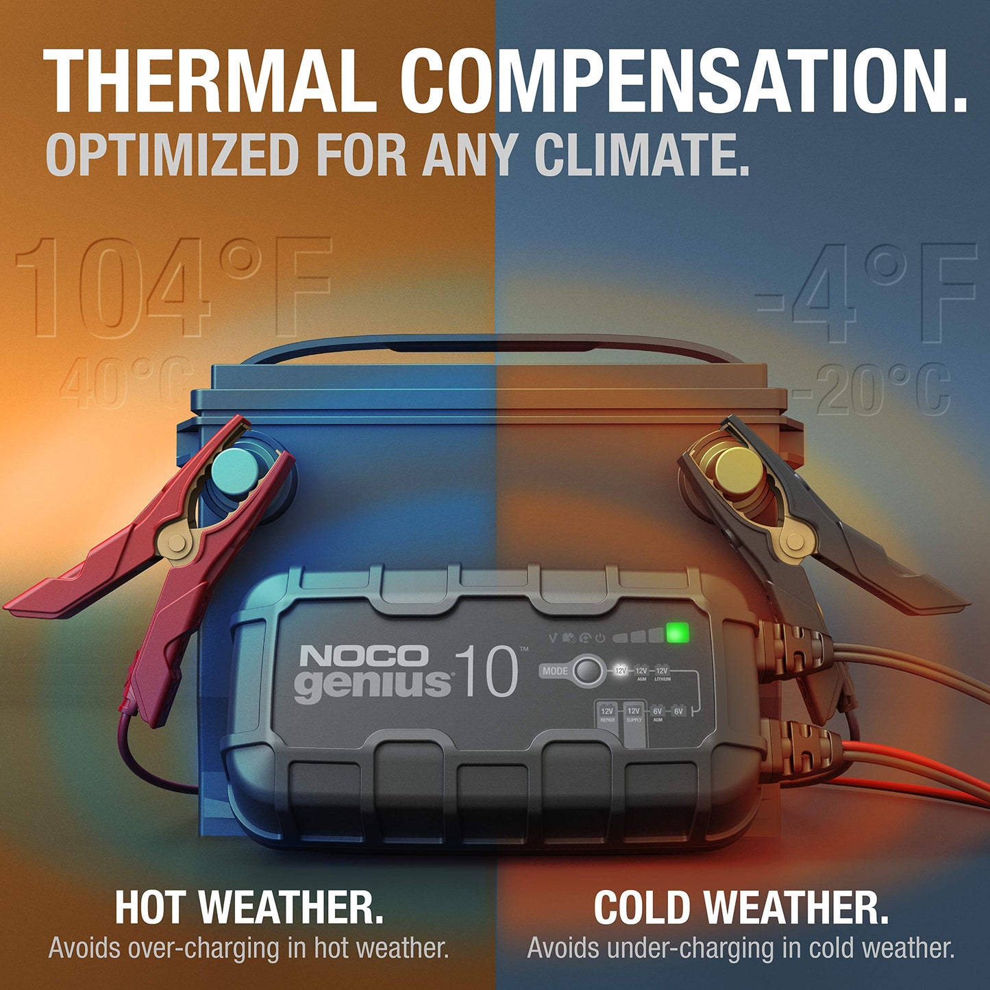 NOCO GENIUS10: 10A 6V/12V Smart Battery Charger – Automatic Maintainer, Trickle Charger & Desulfator with Overcharge Protection & Temperature Compensation – for Lead-Acid & Lithium Batteries 🍁 All In One Marketplace Canada