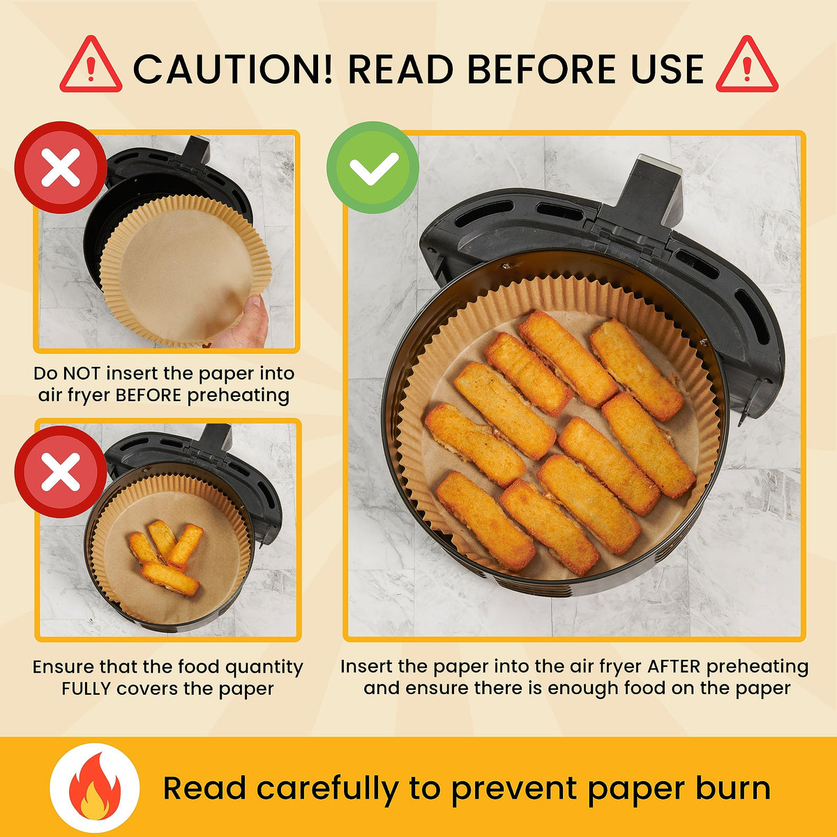 Baker's Signature Disposable 8" Round Air Fryer Parchment Paper Liner, 250 Pcs - Compatible with Up to 5.8 qt Baskets (Package May Vary) 🍁 All In One Marketplace Canada