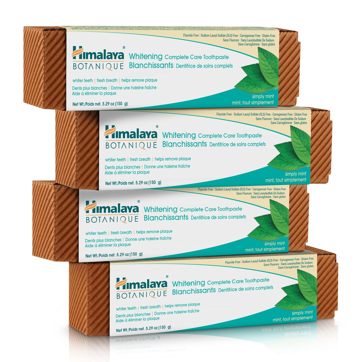 Himalaya Botanique Complete Care Whitening Toothpaste, Simply Mint, Natural, Fluoride-Free, SLS Free, Carrageenan Free & Gluten Free, Vegan, 150 g (5.29 oz), 4 Pack 🍁 All In One Marketplace Canada