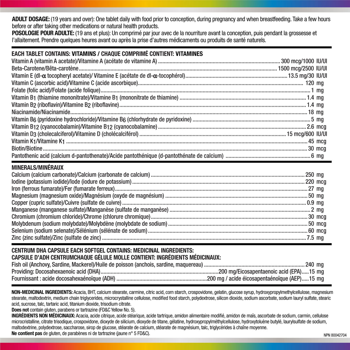 Centrum Prenatal Multivitamins/Minerals with Folic Acid and DHA Multivitamins Supplement with Omega 3, 60 Prenatal Tablets & 60 DHA Softgels (120 Total Count) (Packaging May Vary) 🍁 All In One Marketplace Canada