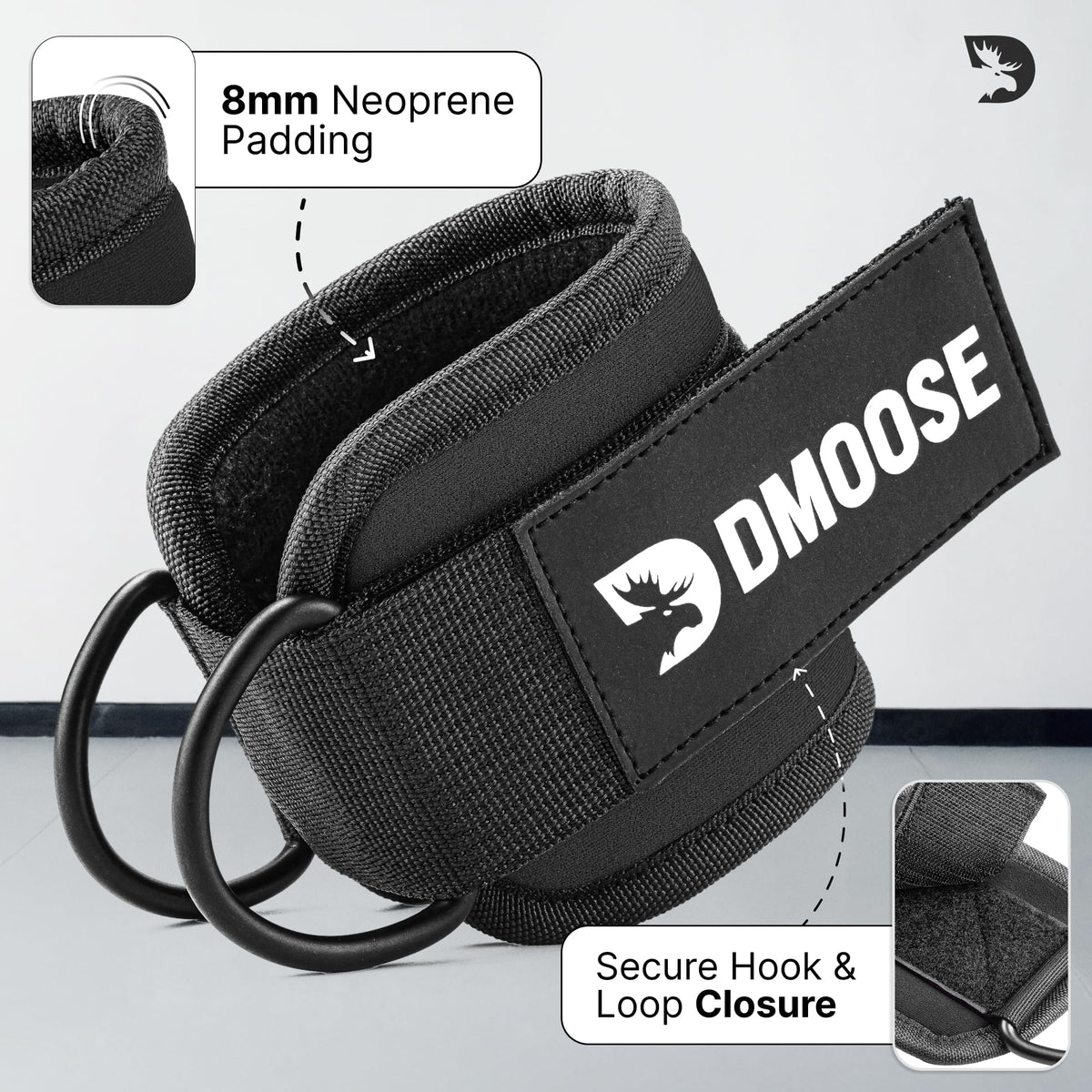 DMoose Ankle Straps for Cable Machines for Kickbacks, Glute Workouts, Leg Extensions, Curls, and Hip Abductors for Men and Women, Adjustable Ankle Strap with Double D-Rings and Neoprene Support 🍁 All In One Marketplace Canada