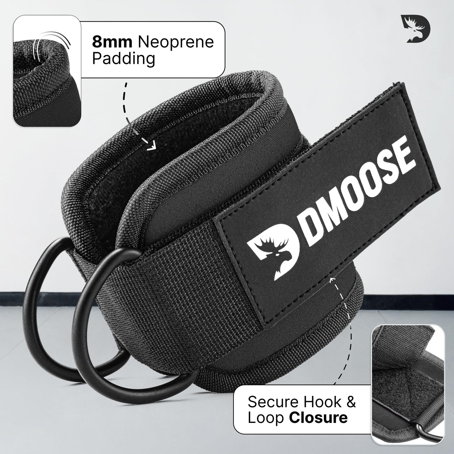 DMoose Ankle Straps for Cable Machines for Kickbacks, Glute Workouts, Leg Extensions, Curls, and Hip Abductors for Men and Women, Adjustable Ankle Strap with Double D-Rings and Neoprene Support 🍁 All In One Marketplace Canada