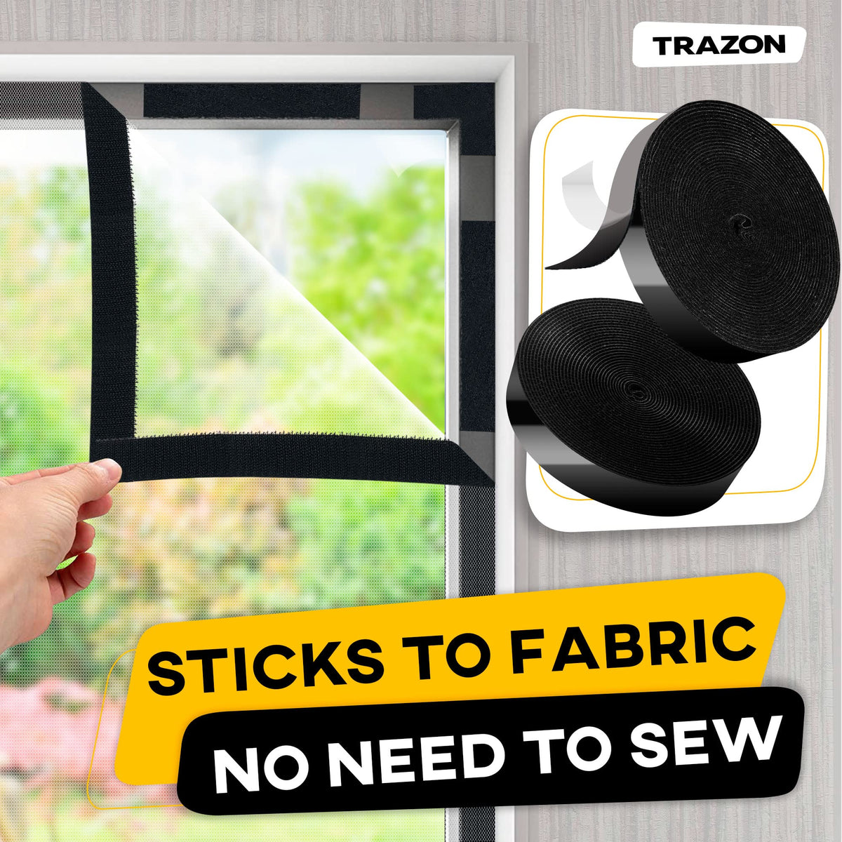 Hook and Loop Tape Roll with Heavy Duty Adhesive Industrial Strength Easy to Cut, Strong Hook and Loop Strips with Sticky Back, Black (Black, 1 Inch x 30 Feet) 🍁 All In One Marketplace Canada