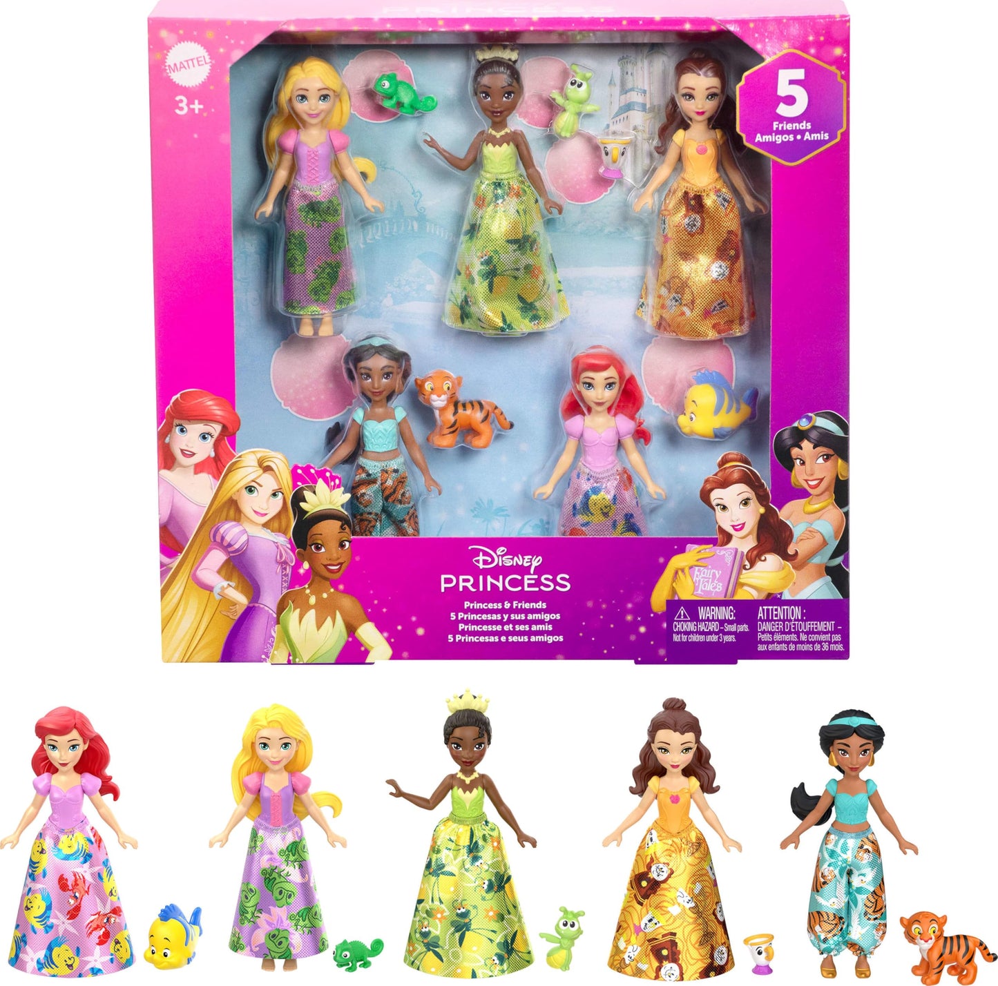 Mattel Disney Princess & Friends Set with 5 Posable Small Dolls in Removable Skirts or Pants & 5 Friend Figures, Inspired by the Disney Movies 🍁 All In One Marketplace Canada
