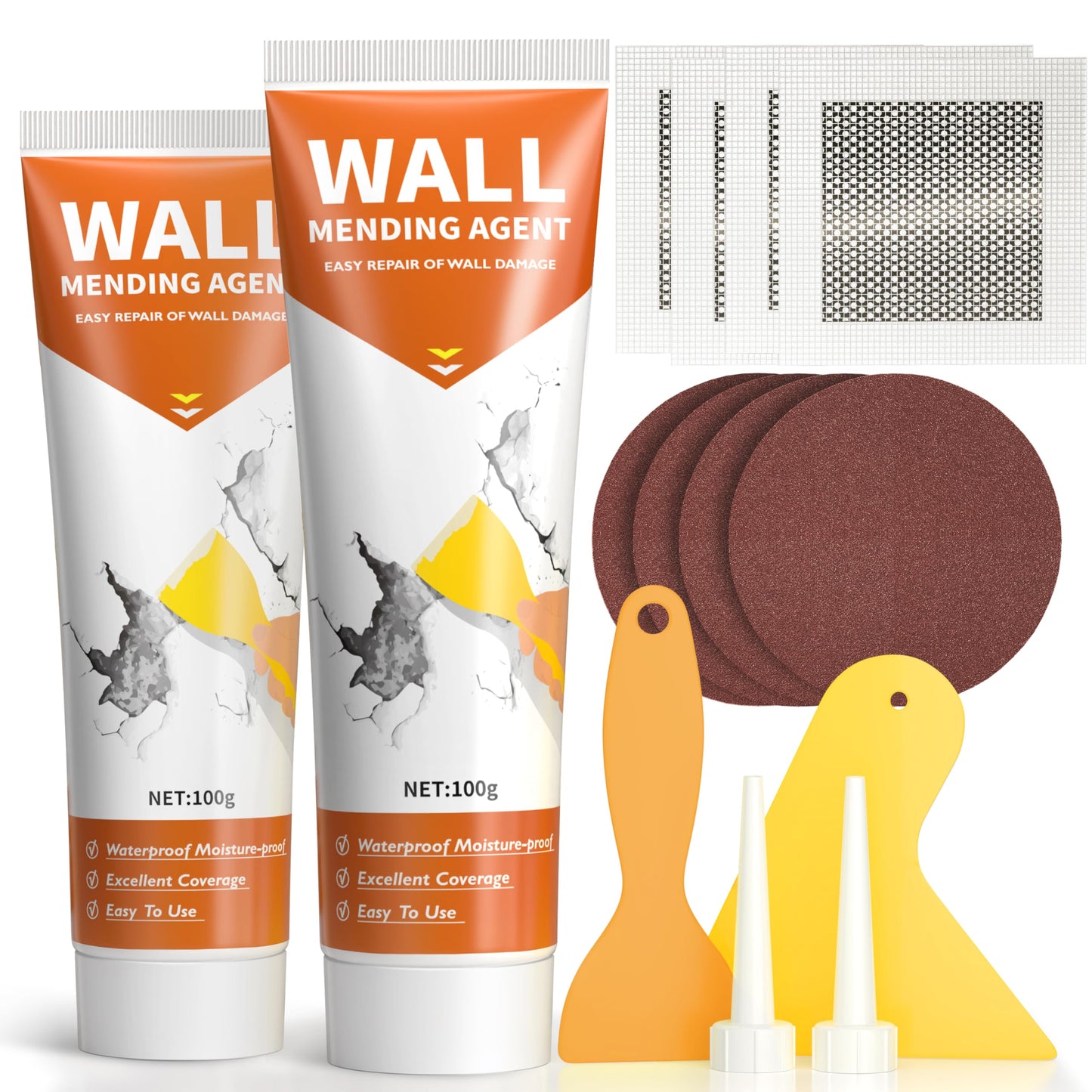 Drywall Repair Kit, Spackle, Wall Hole Filler, 2 Pack Spackling with Putty Knife, Patch, Sandpaper, Small Wall Hole Repair Project for Walls, Plasterboard, Ceilings, Apartments Indoor Outdoor 🍁 All In One Marketplace Canada