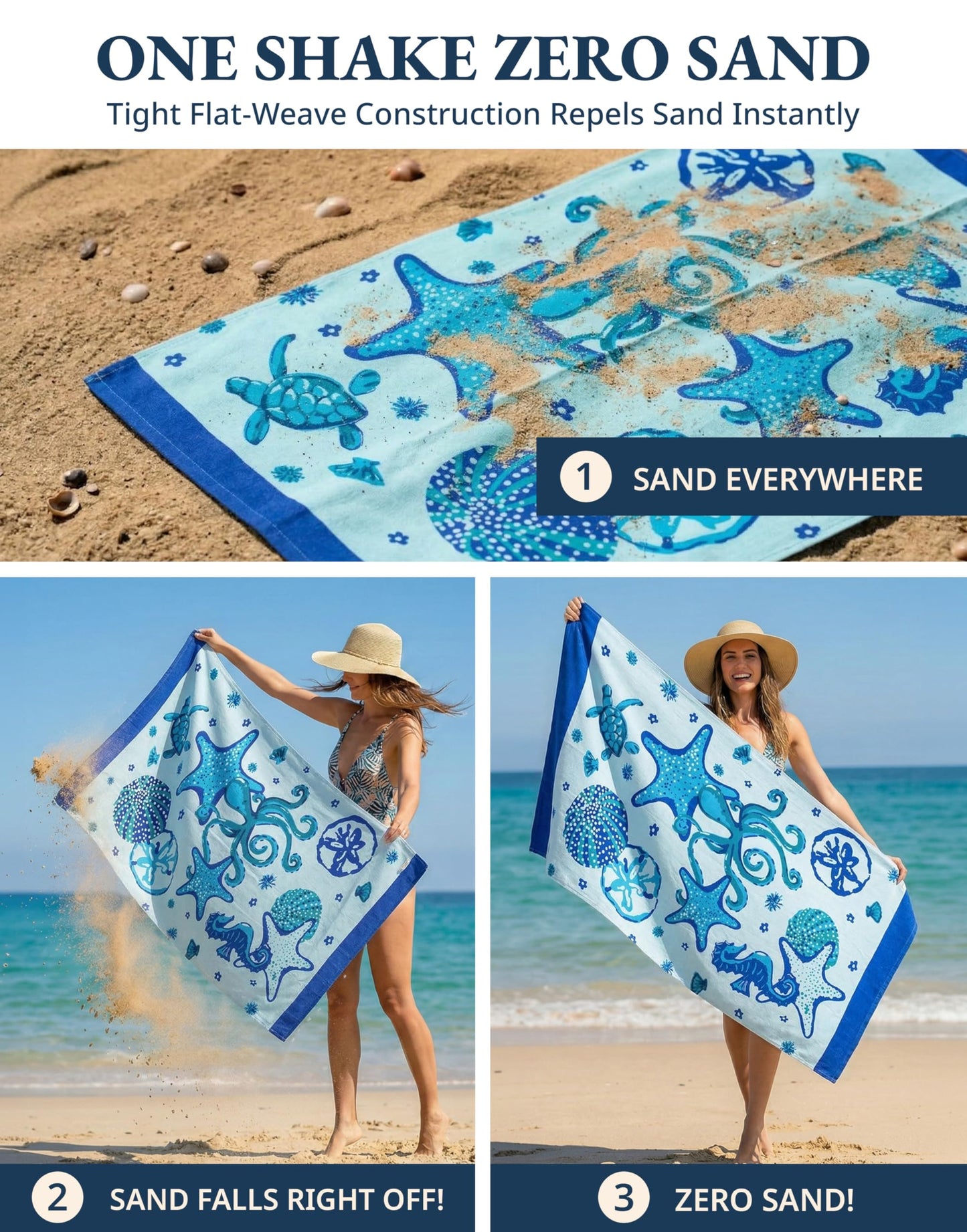 Lane Linen Turkish Beach Towels Set of 6, Oversized Beach Towel, Lightweight Beach Essentials for Women, Large Pool Towel, Absorbent & Quick Dry, Sand Free Beach Towel, 39"x71" - Tropical Breeze 🍁 All In One Marketplace Canada