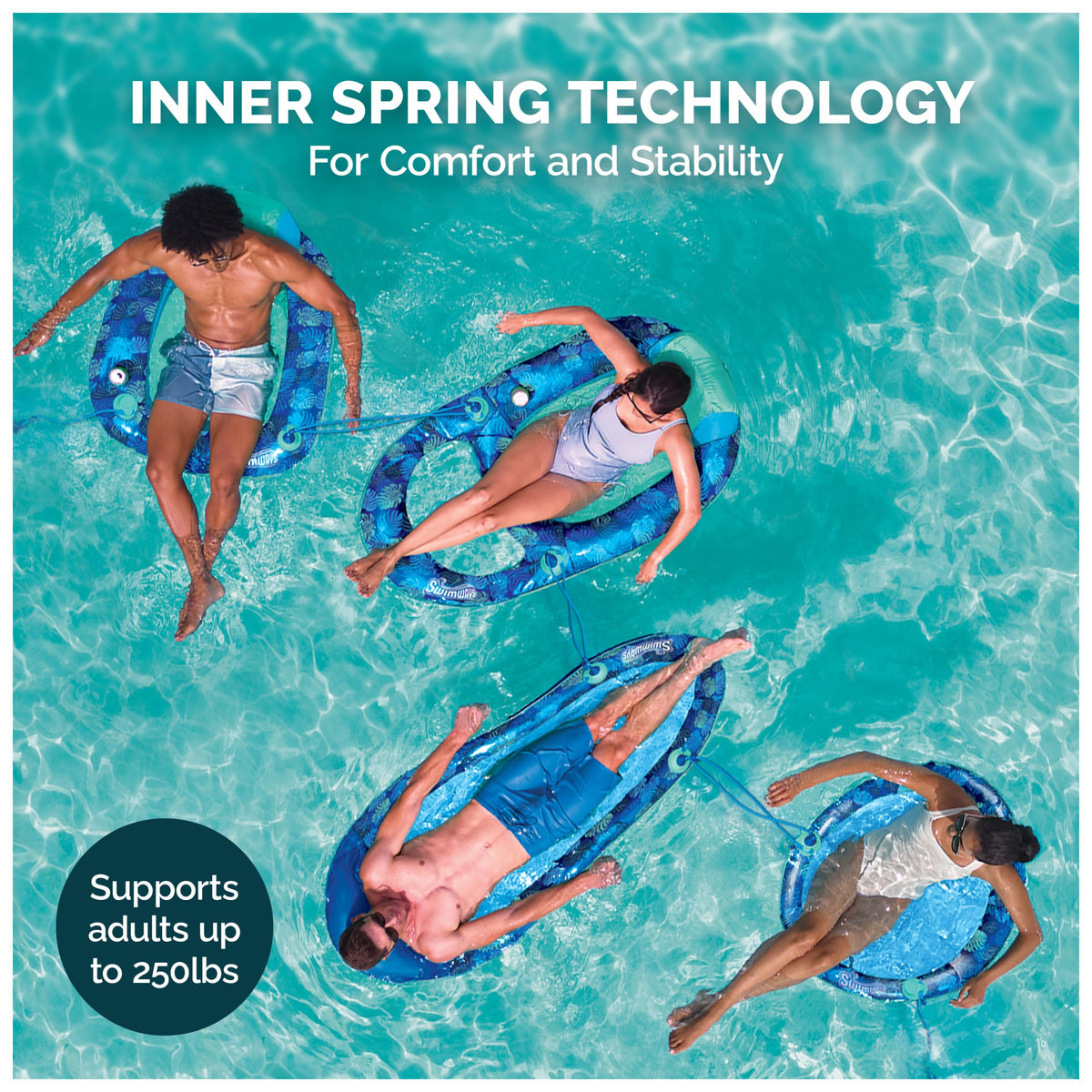 Swimways Elite Spring Float Hammock Pool Lounger, Inflatable Pool Floats Adult with Fast Inflation, Pool Hammock for Adults up to 250 lbs 🍁 All In One Marketplace Canada