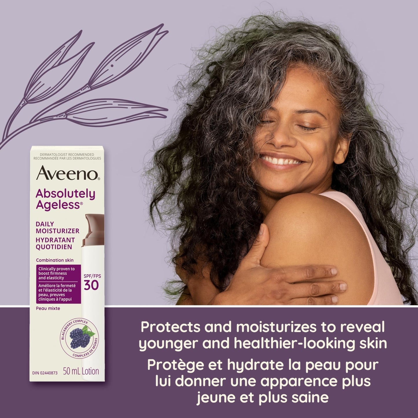 Aveeno Absolutely Ageless Daily Face Moisturizer with SPF 30 Sunscreen – Anti-Aging Wrinkle Cream with Blackberry Complex, Vitamins C & E – Hydrating Facial Moisturizer for Firmer Even Skin Tone 50 mL 🍁 All In One Marketplace Canada
