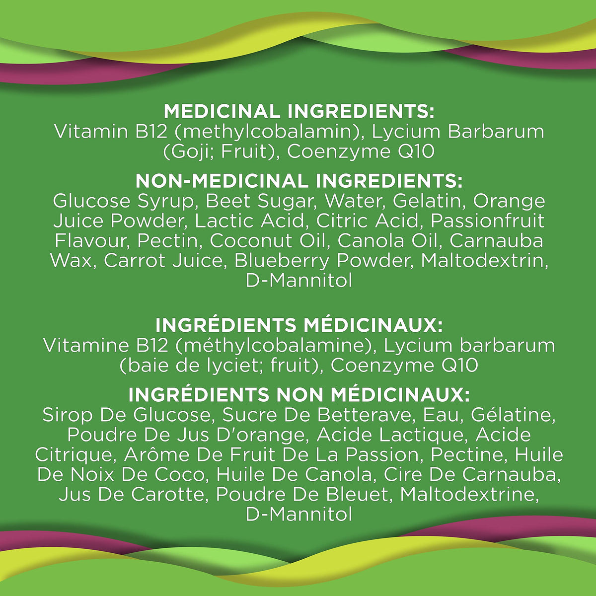 OLLY Daily Energy Gummy Supplement 100% caffeine-free energy vitamins Tropical Passion blend of vitamin B12, CoQ10 & Goji Berry 30 day supply 60 gummies 🍁 All In One Marketplace Canada