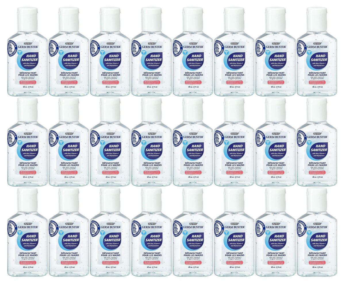 ZYTEC GERM BUSTER | HAND SANITIZER WITH ALOE 70% ALCOHOL | CASE OF 24 60ml / 2fl oz | MADE IN CANADA 🍁 All In One Marketplace Canada