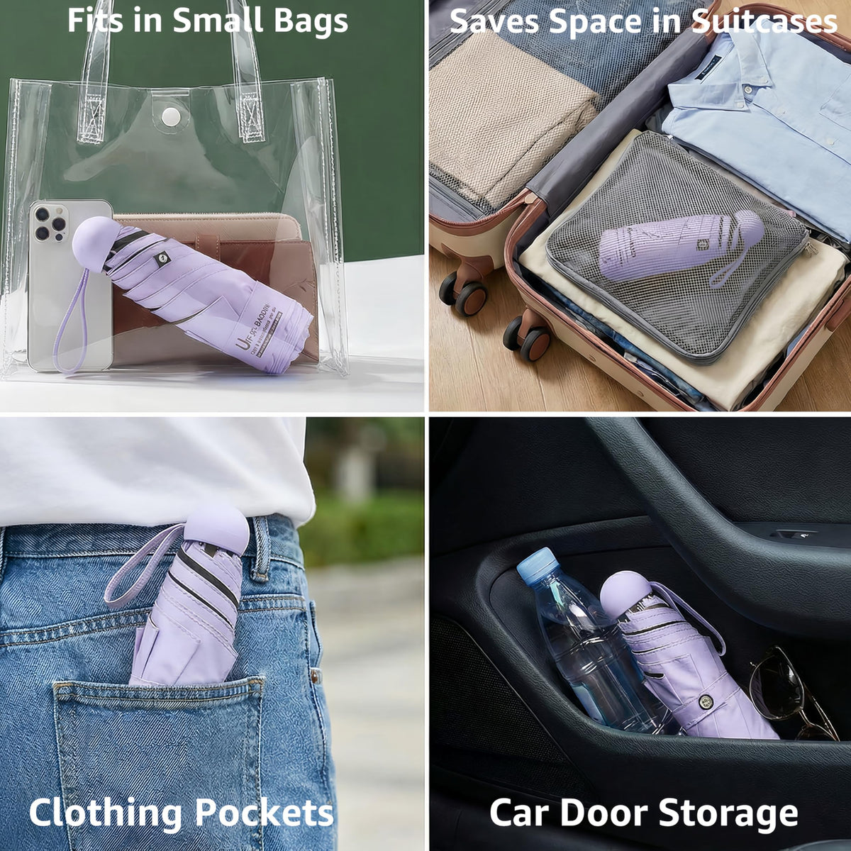 BAODINI Travel Mini Umbrella for Purse With Case-Small Compact UV Umbrella Protection Sun-Lightweight Tiny Pocket Umbrella Sun Blocking for Women, Girls and Men 🍁 All In One Marketplace Canada