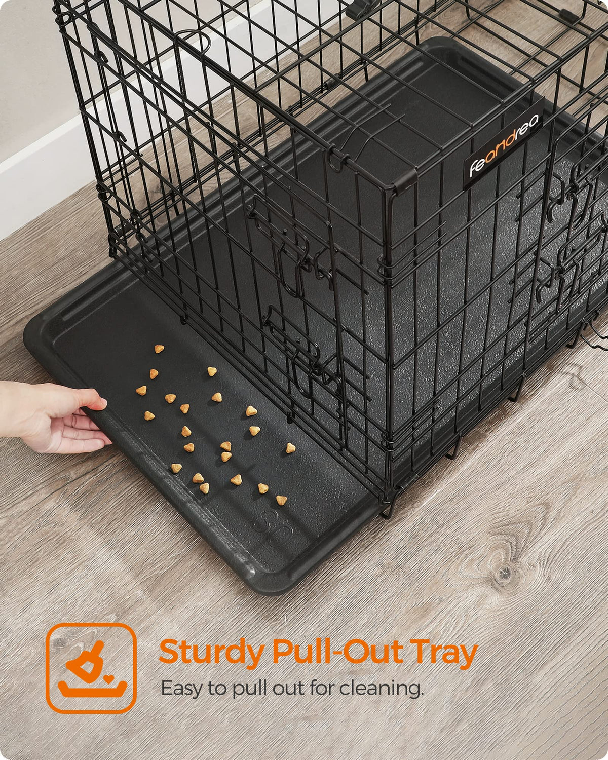 Feandrea Dog Crate, 48-Inch Foldable Dog Kennel with 2 Doors, Removable Tray, XXL, Black UPPD48H 🍁 All In One Marketplace Canada
