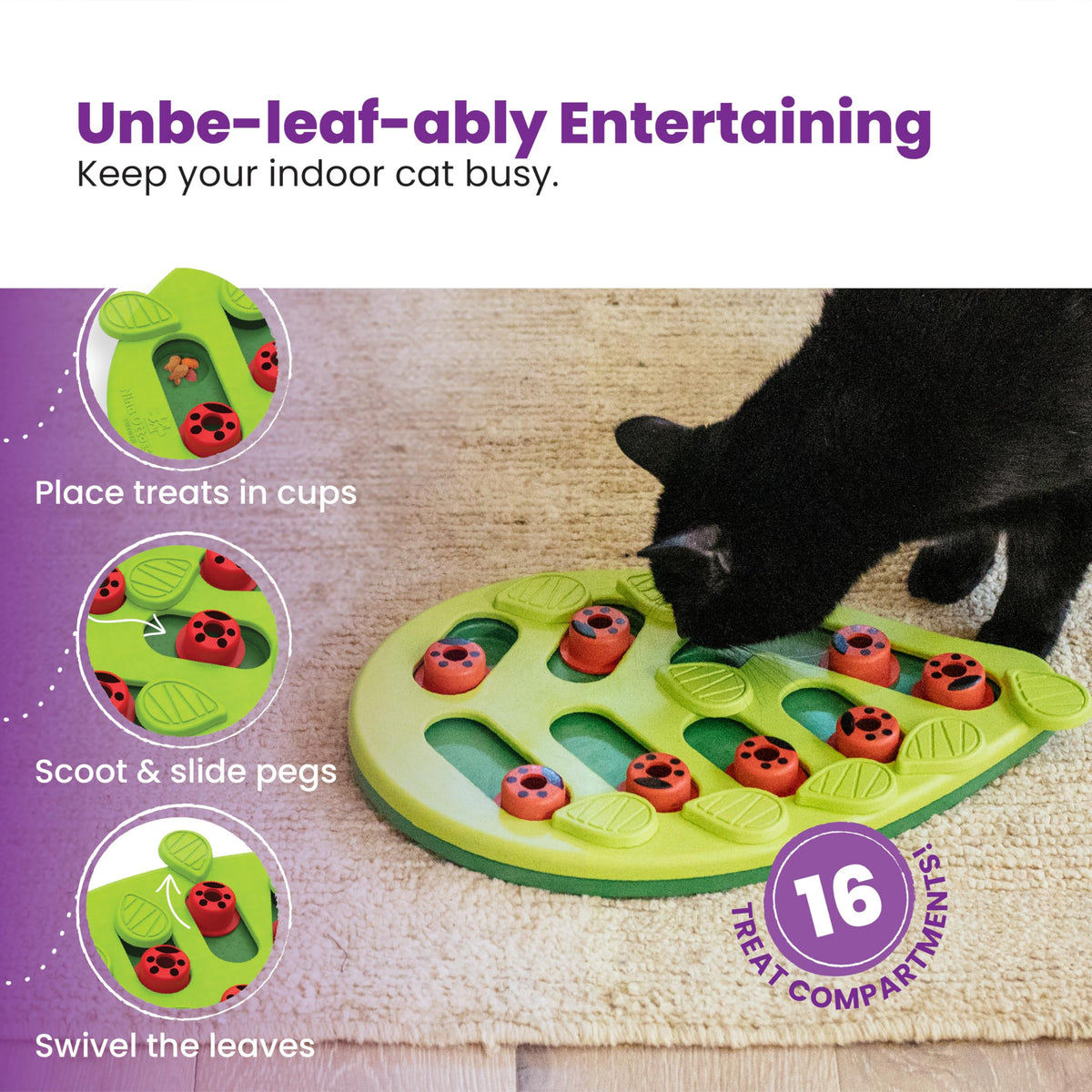 Catstages Buggin' Out Puzzle & Play, Interactive Treat Puzzle Cat Toy, Green 🍁 All In One Marketplace Canada