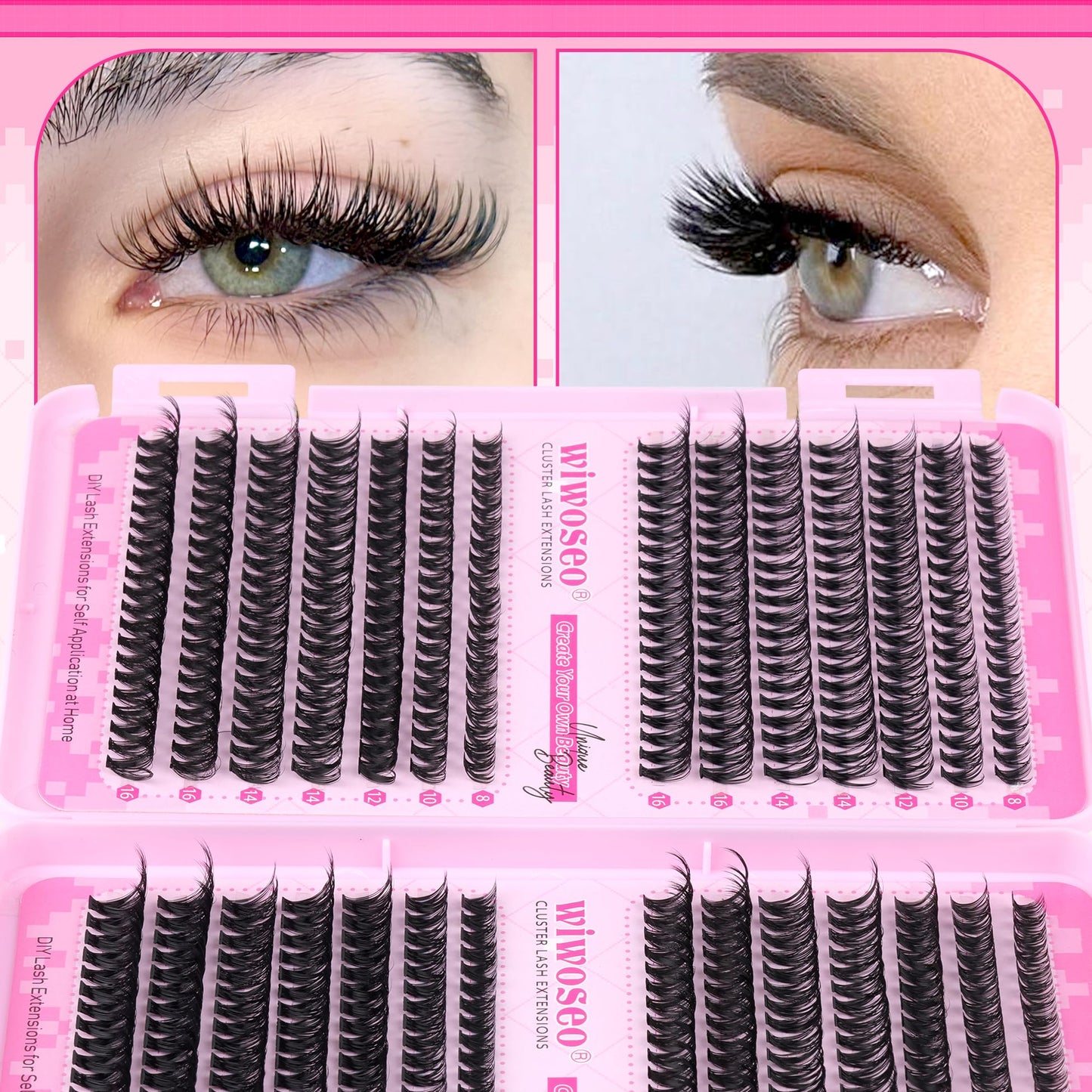 wiwoseo Cluster Eyelash Extensions 560pcs Lash Clusters Wipsy Cluster Lashes D Curl Eyelashes Clusters Individual Lashes DIY Lash Extensions Cluster Eyelash Natural Look Eyelashes (8-16MM) 🍁 All In One Marketplace Canada