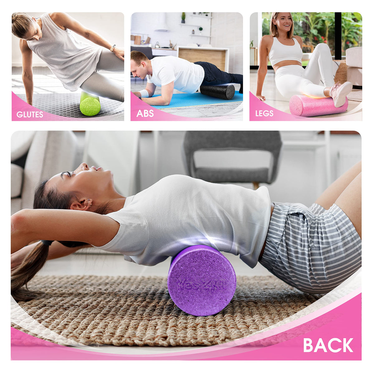 Yes4All High-Density EPP Round Back Roller Foam, Foam Roller for Yoga, Pilates & Stretching - 12, 18, 24, 36 inch 🍁 All In One Marketplace Canada