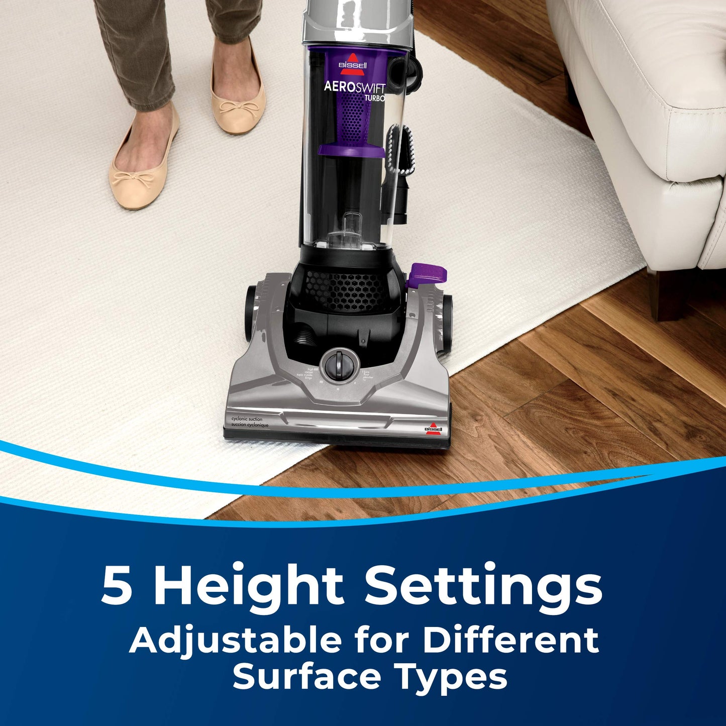 BISSELL AeroSwift Turbo Compact Upright Vacuum Cleaner, Cyclonic Dirt Separation, Built-in Lifetime Filter, TurboBrush Tool, Extension Wand, Bottom-Empty Tank, Lightweight Design, 1808B 🍁 All In One Marketplace Canada