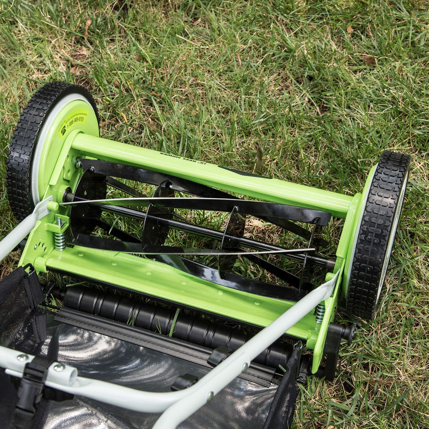 Greenworks 16-Inch Reel Lawn Mower with Grass Catcher 25052,Black/Green, 47" D x 22" W x 29.75" H 🍁 All In One Marketplace Canada