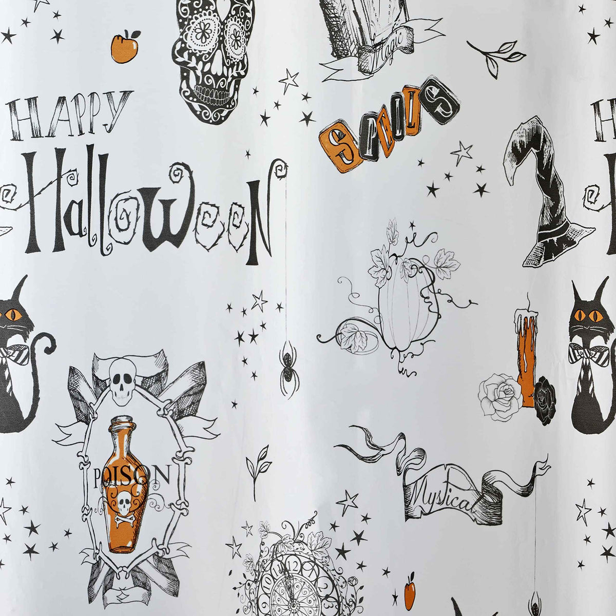 SKL Home Happy Halloween Shower Curtain & Hook Set, Multicolored 12 Piece