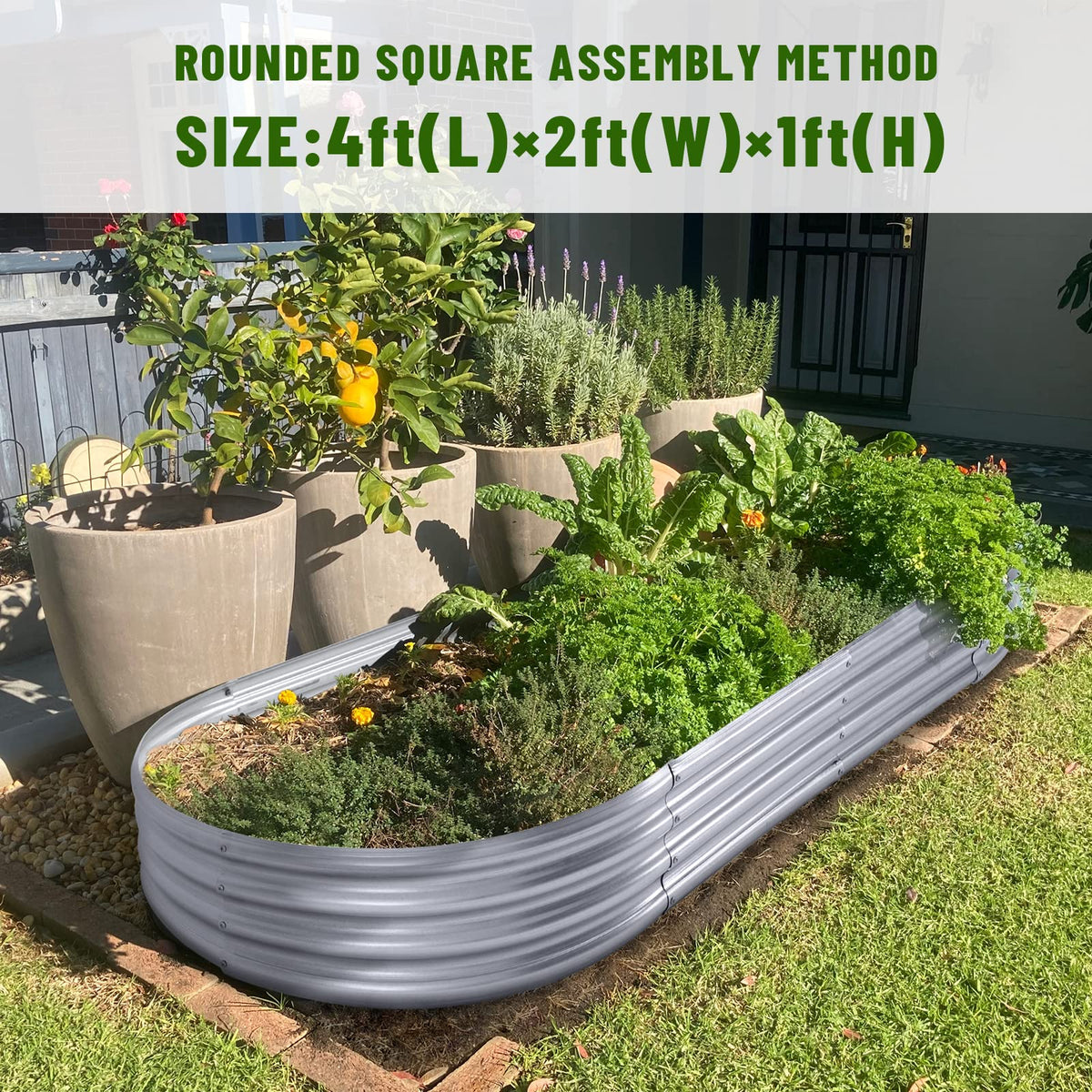 Land Guard Galvanized Raised Garden Bed Kit, Galvanized Planter Raised Garden Boxes Outdoor, Oval Large Metal Raised Garden Beds for Vegetables…… 🍁 All In One Marketplace Canada