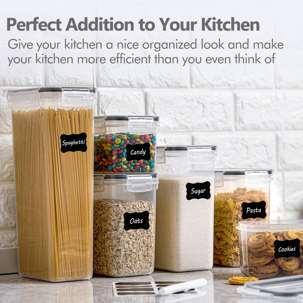 Vtopmart 32pcs Food Storage Container Set, Kitchen & Pantry Organizers and Storage, Plastic Airtight Container with Lids for Cereal, Flour and Sugar, Includes 32 Labels 🍁 All In One Marketplace Canada