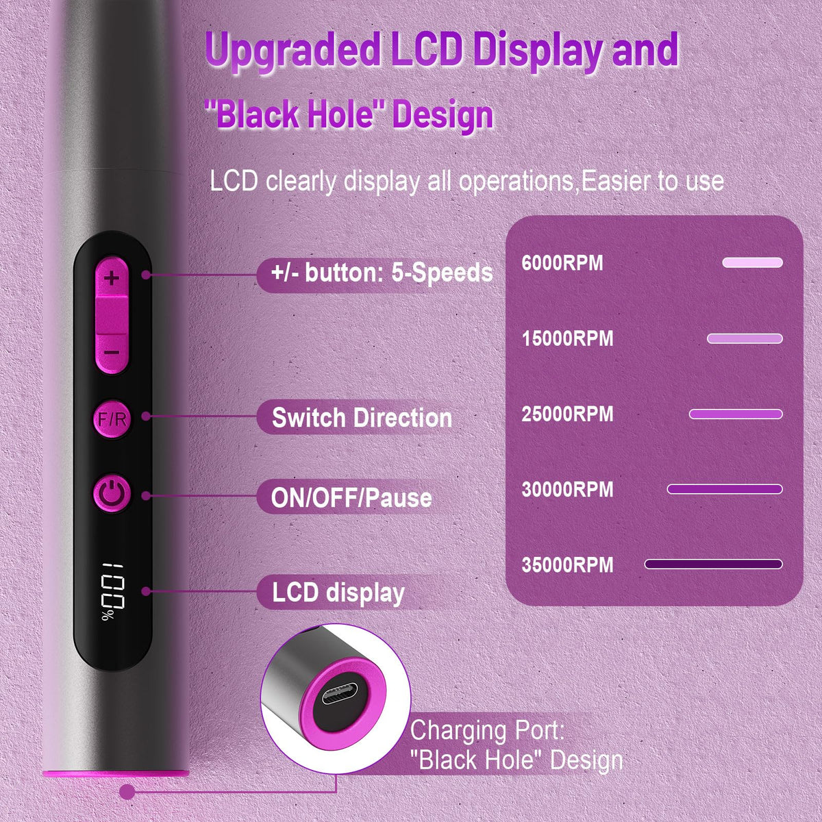 SnnyNyx Cordless Electric Nail Drill 35000 RPM, Professional Portable Nail File for Acrylic Nails & Gel Polish Removal, Low Vibration & Heat E-file with 11 Drill Bits, Salon-Quality Manicure Pedicure Kit (Matte Gray) 🍁 All In One Marketplace Canada