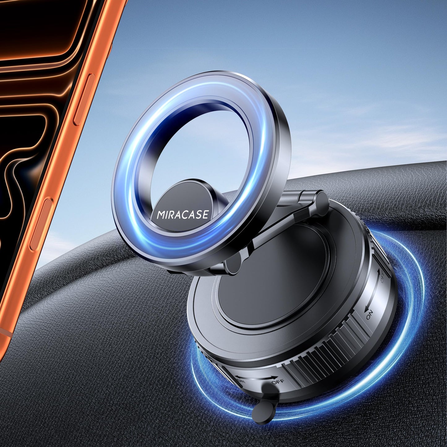 Miracase 2026 for MagSafe Car Mount: [Ultra-Strong Vacuum Suction + Handlebar] 360° Rotatable Handlebar Mount, Car Phone Holder for All Phone Models 🍁 All In One Marketplace Canada