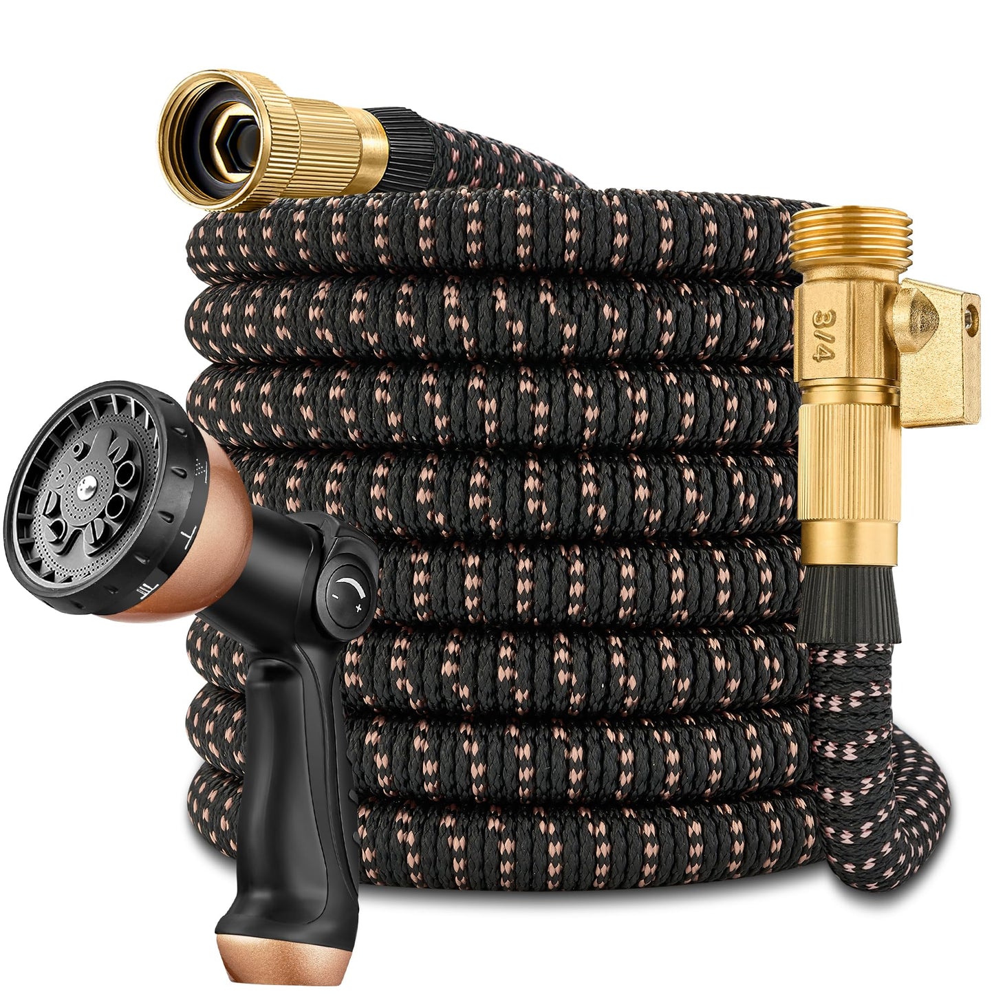 50 Foot Garden Hose – 2026 Upgarded Expandable Garden Hose w/10 Pattern Spray Nozzle, 650psi Brass 3/4” Fittings – Lightweight, Durable, Kink-Free, Retractable Water Hoses for Gardening(Black Gold) 🍁 All In One Marketplace Canada