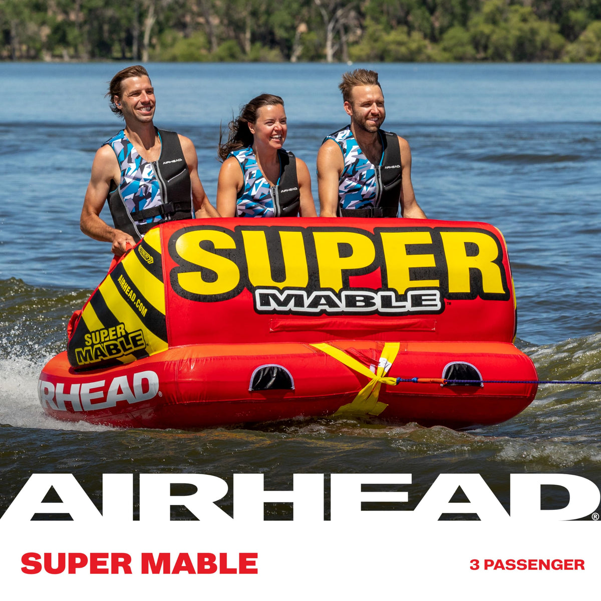 Airhead Super Mable, 1-3 Rider - Inflatable Towable Tube for Boating and Water Sports, Heavy Duty Full Nylon Cover & Zipper with EVA Foam Padding, Easy Inflating & Deflating 🍁 All In One Marketplace Canada