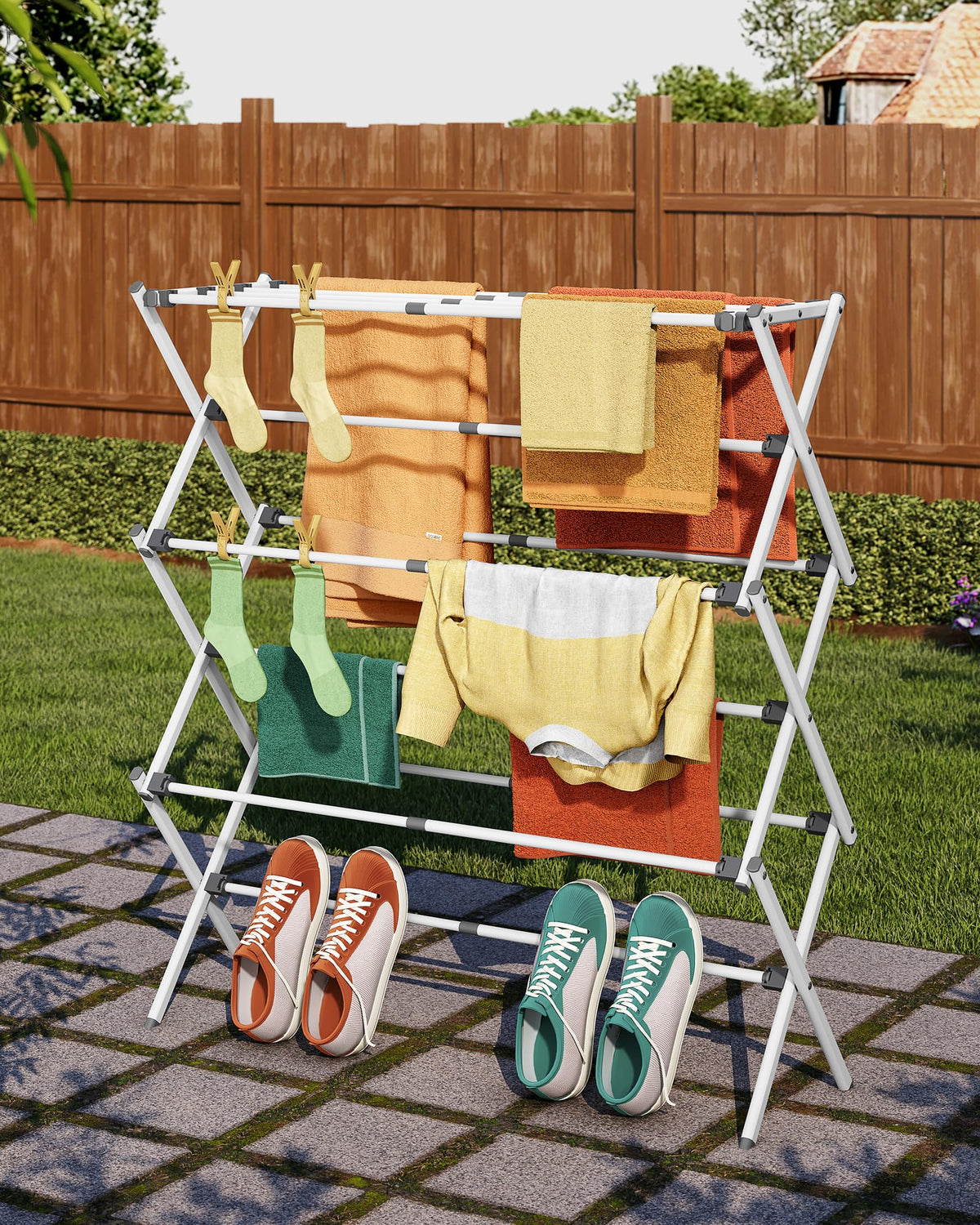 APEXCHASER Clothes Drying Rack, Expandable Drying Rack Clothes, Collapsible 3 Tiers Foldable Laundry Rack Indoor, for Baby Clothe Towels Bibs, White, 37.6inch 🍁 All In One Marketplace Canada