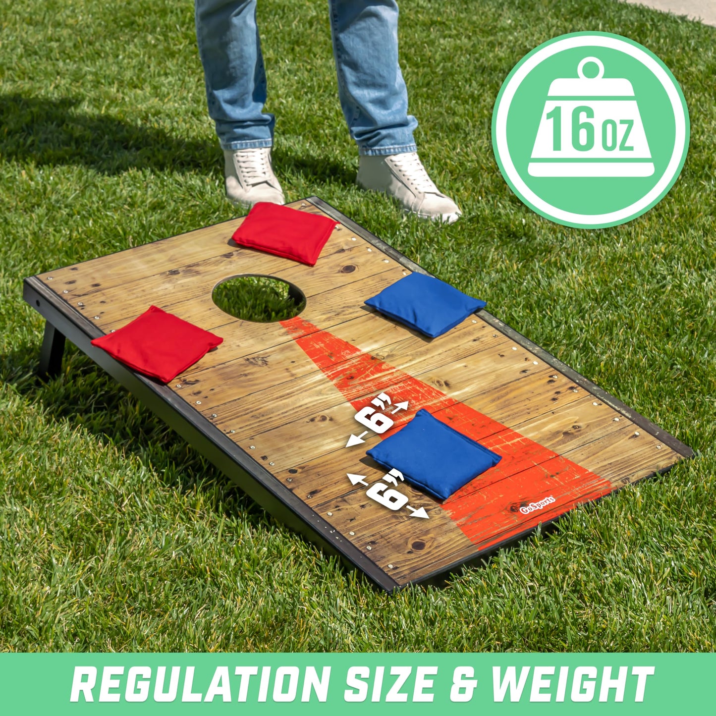 GoSports Official Regulation Cornhole Bean Bags Set of 8 – for Competitive Cornhole Games - All Weather - Red and Blue 🍁 All In One Marketplace Canada