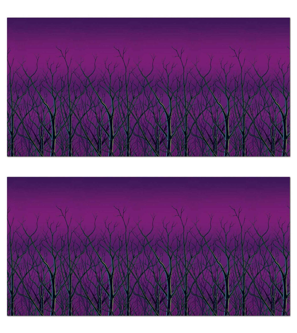 Beistle Spooky Forest Treetops Wall Backdrops, 4' x 30', 2 Pack - Purple Halloween Decoration, Photo Backdrop, Easy to Adhere Wall Covering