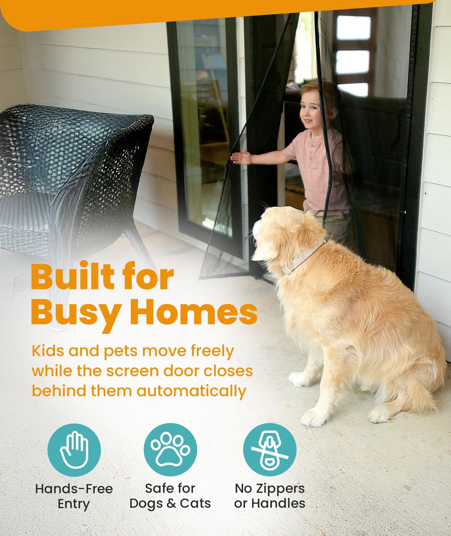 Flux Phenom Magnetic Screen Door - Bugs Out, Breeze in - 9min Install Auto-Sealing Heavy Duty Double Stitched Mesh, 52 Magnets, Hands Free Sliding & Patio Doors Net, Pet & Kid Friendly, 38 x 82 Inch 🍁 All In One Marketplace Canada