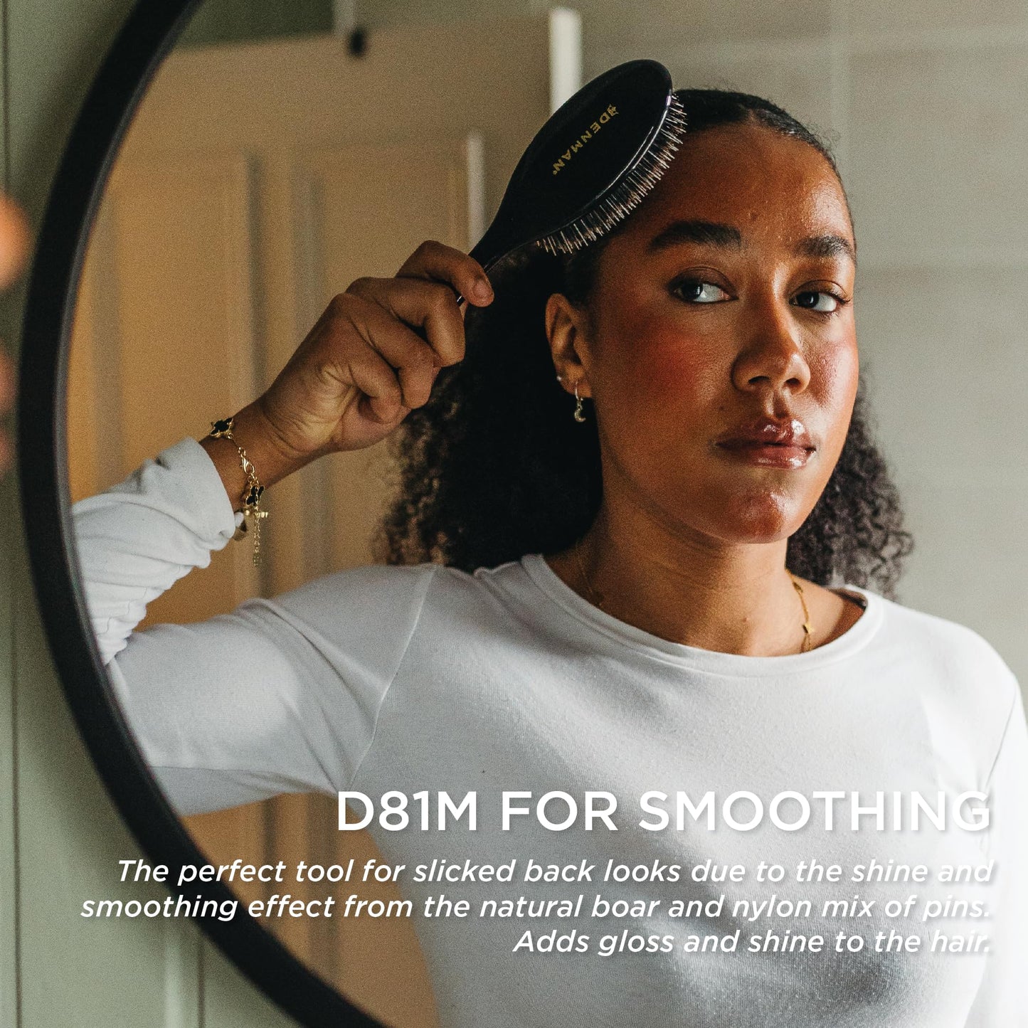 Denman Cushion Hair Brush (Medium) with Soft Nylon Quill Boar Bristles - Porcupine Style for Grooming, Detangling, Straightening, Blowdrying and Refreshing Hair – Black, P081M 🍁 All In One Marketplace Canada