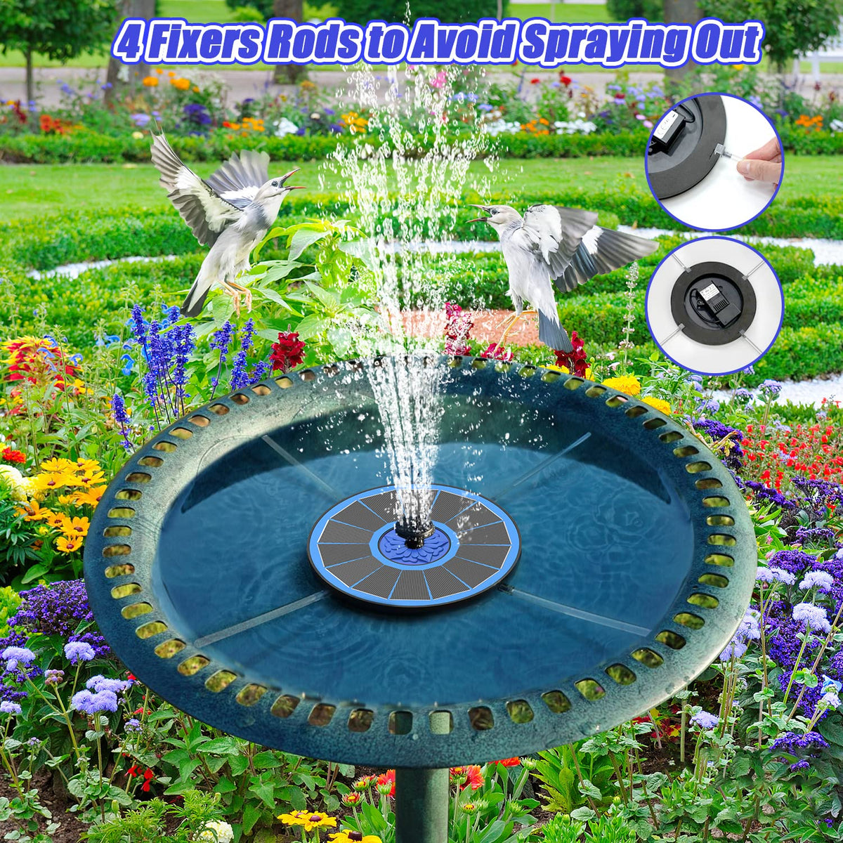 SZMP Solar Fountain Upgrade, 3.5W Solar Powered Bird Bath Fountains with Flower, Outdoor Water Feature Solar Fountain Pump with 7-in-1 Nozzles, 4 Fixed Pipes for Humingbirds, Birdbath, and Garden 🍁 All In One Marketplace Canada