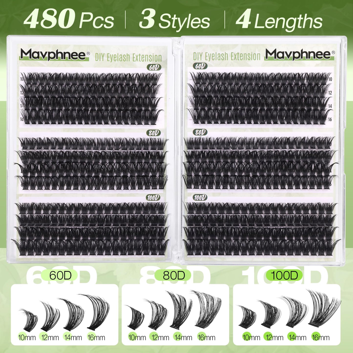 D Curl Cluster Eyelash Extensions 480Pcs Volume Lash Extensions DIY Eyelash Extensions for Beginners Wispy Eyelash Clusters Natural Fluffy Individual Lashes Clusters (60D 80D 100D Mixed, 10-16MM) 🍁 All In One Marketplace Canada