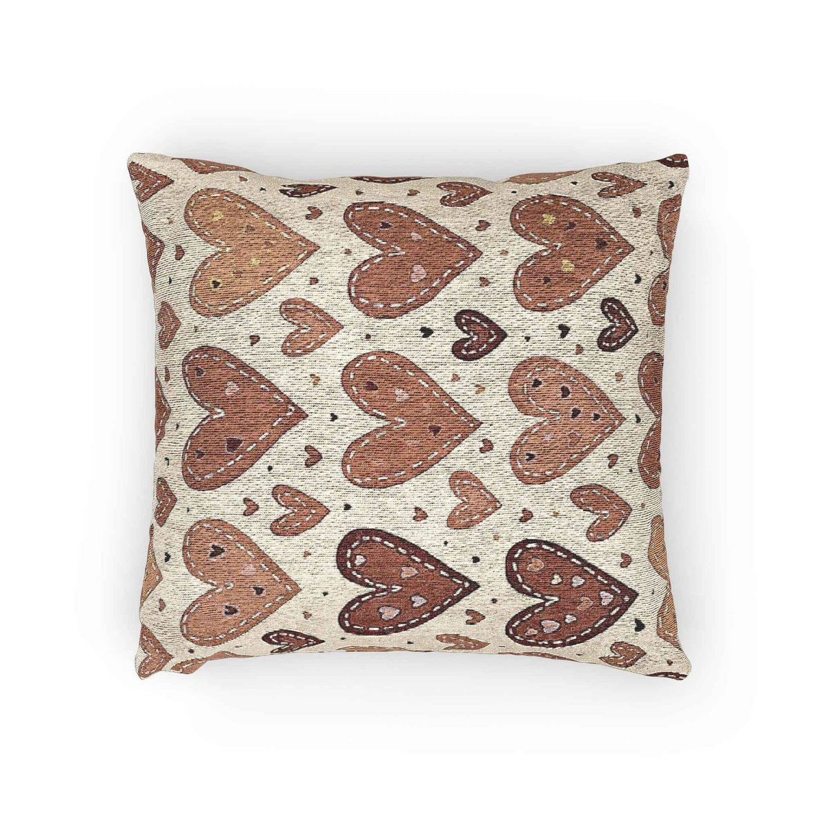 Neutral Heart Pattern Woven Pillow | Boho Heart Throw Pillow