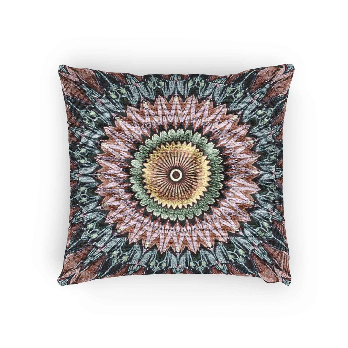 Mandala Sunburst Woven Pillow | Boho Geometric Decorative Cushion Cover