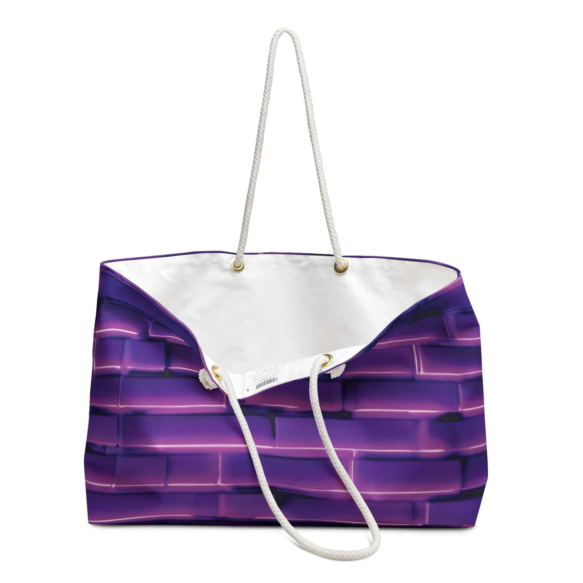 Purple Brick Pattern Weekender Bag | Gradient Brick, Large Tote Bag