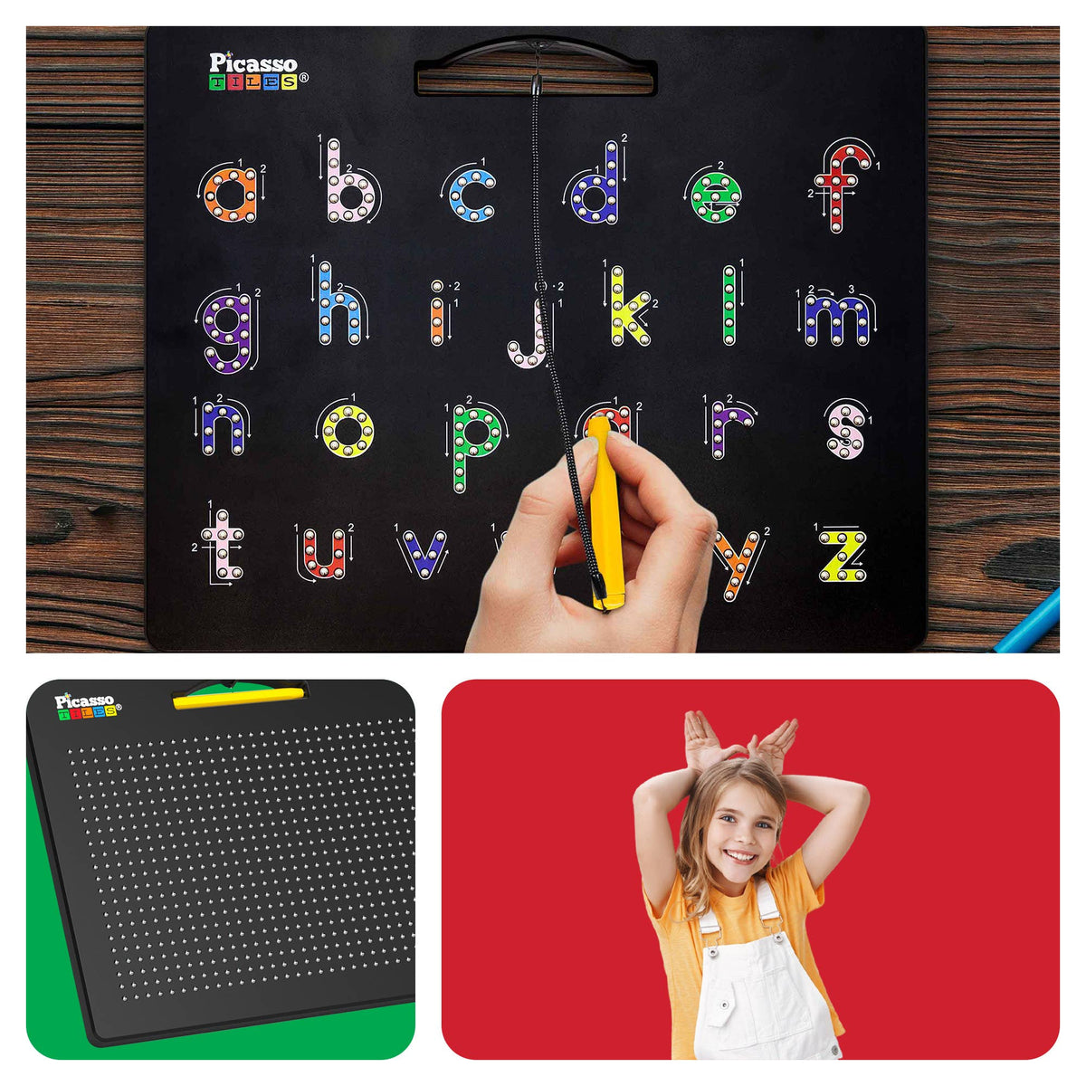 PicassoTiles - PicassoTiles Double-Sided Magnetic Drawing Tablet Pad - Ages 3+