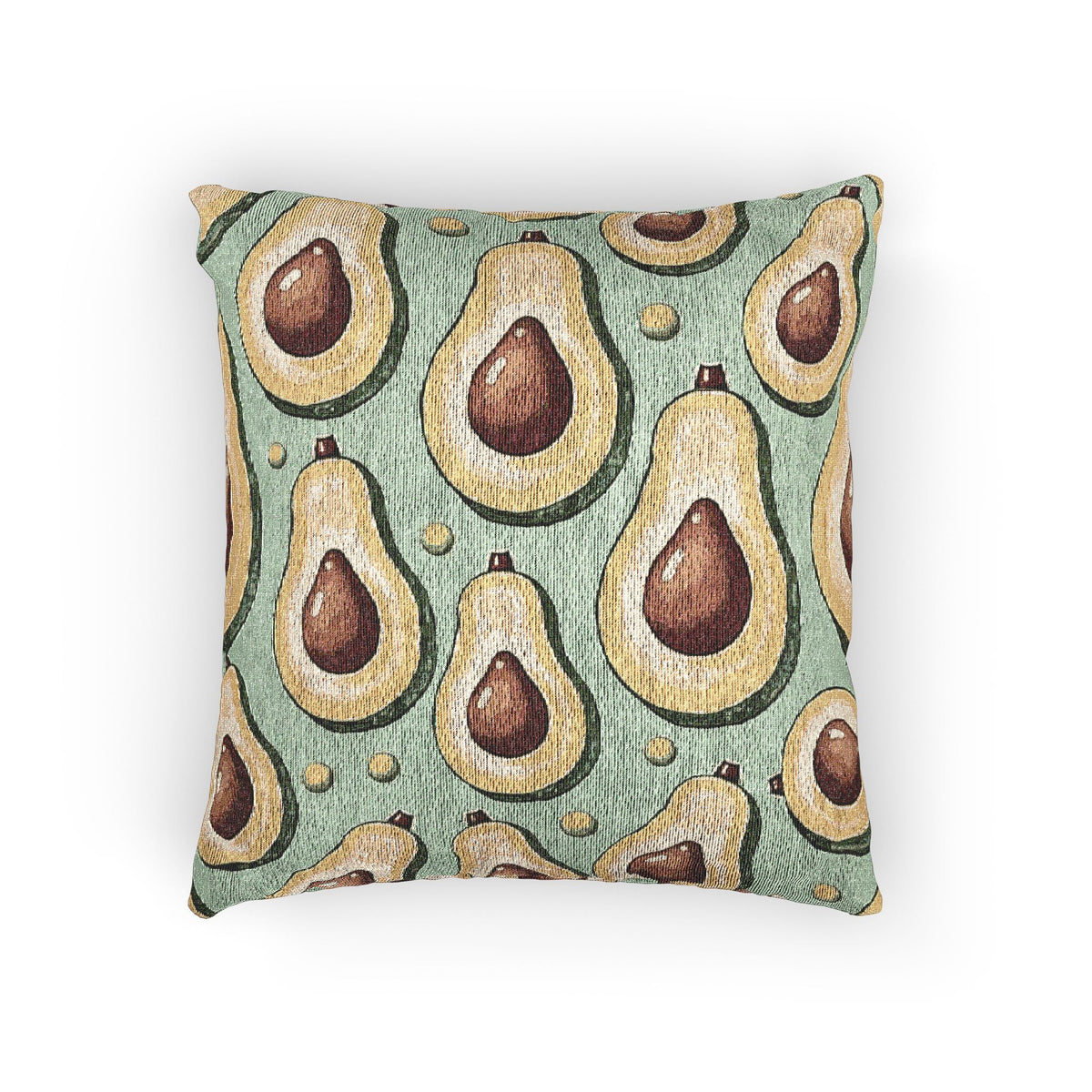 Avocado Pattern Woven Pillow — Retro Green Kitchen Decorative Throw Pillow