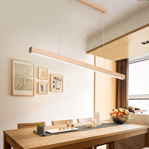 Log-Style Solid Wood Linear Pendant Chandelier