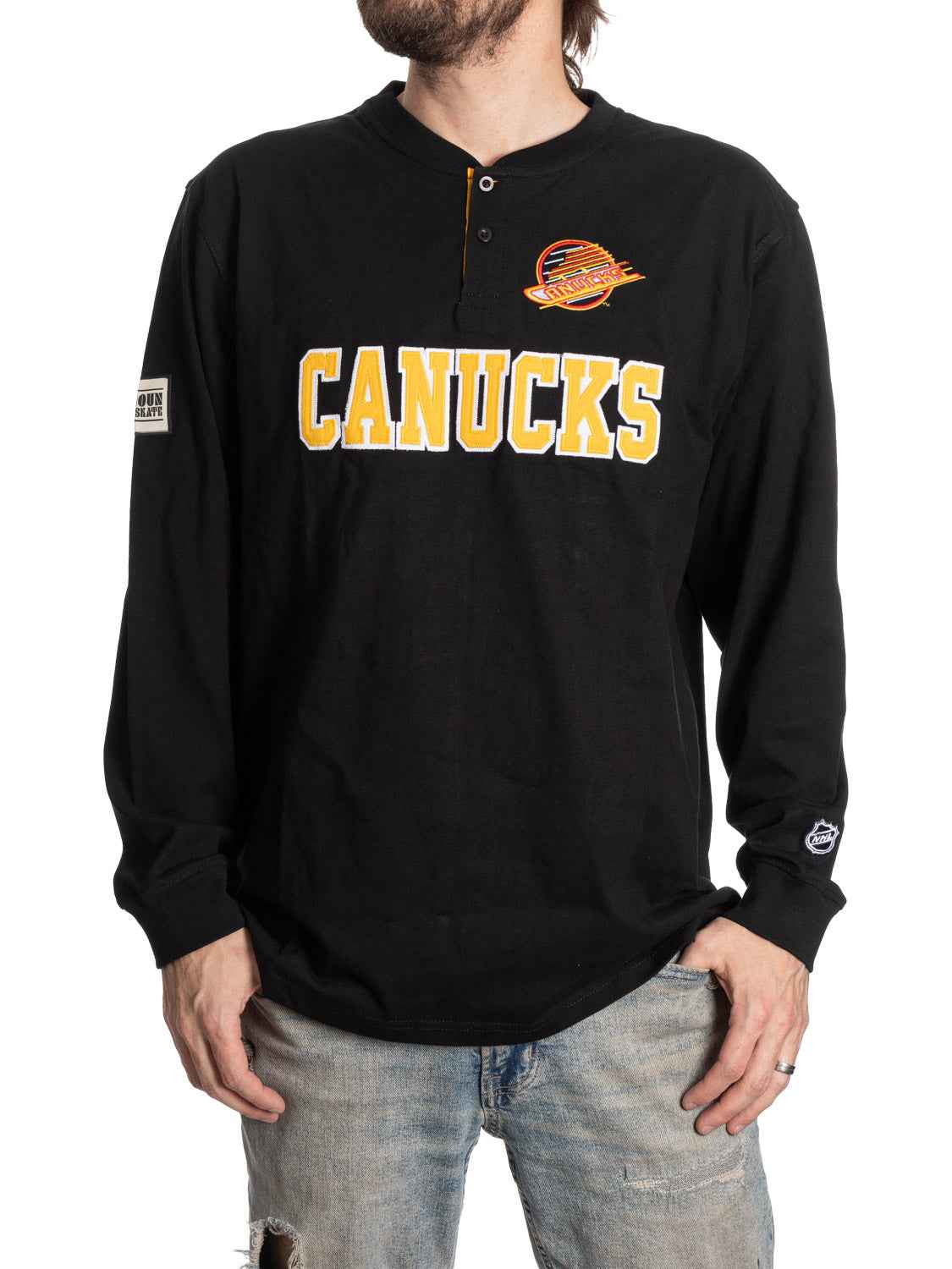 Retro Vancouver Canucks Long Sleeve Henley