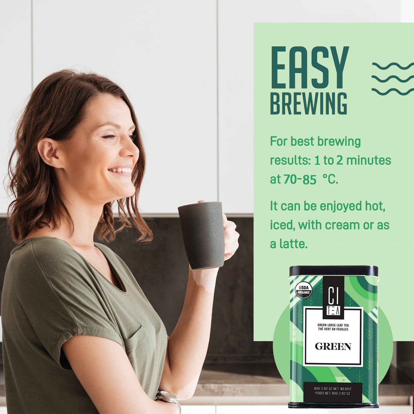 Organic Green Loose Leaf Tea with Teaball - 80g