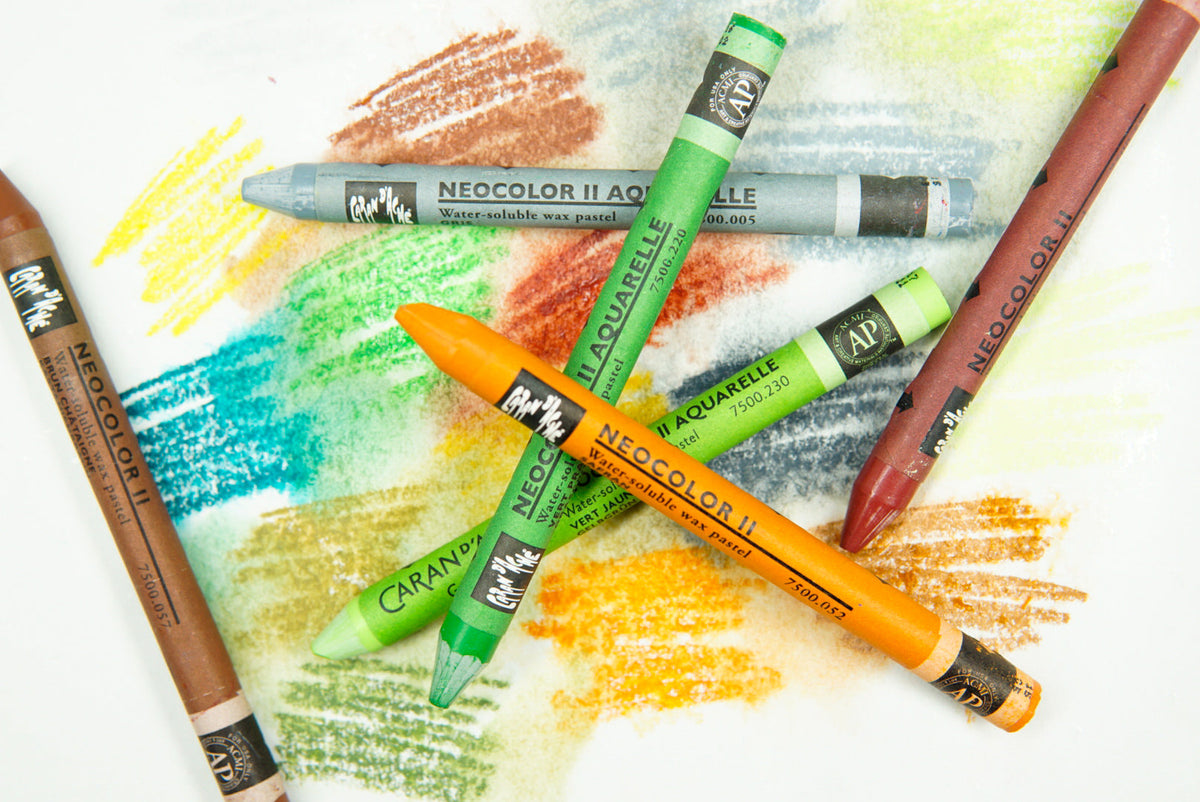 Caran d'Ache - Classic Neocolor II Water Soluble Wax Crayon - Blues and Greens