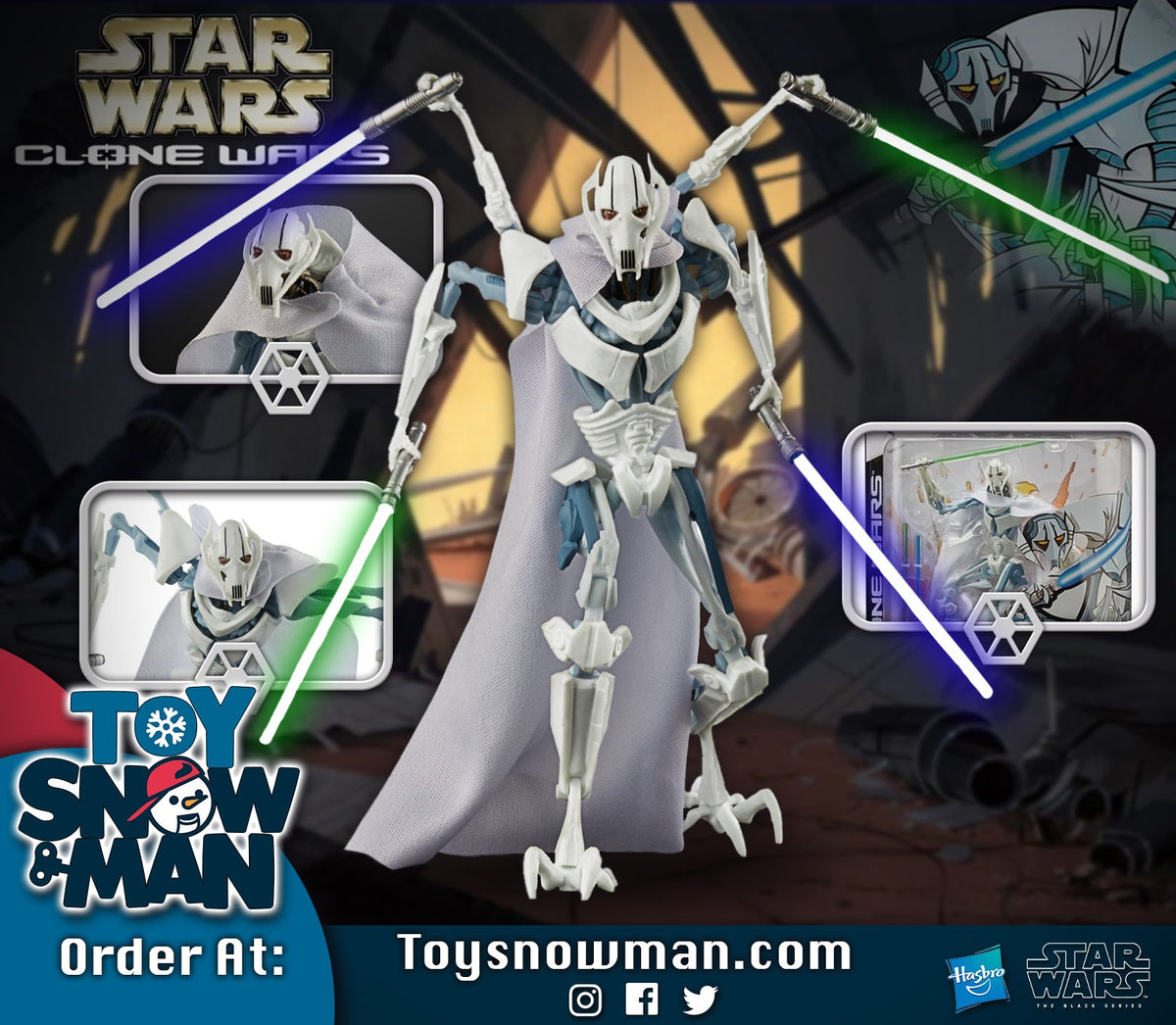 Star Wars: The Black Series Cartoon General Grievous (Tartakovsky Clone Wars) ** SUBSTANDARD PACKAGING **