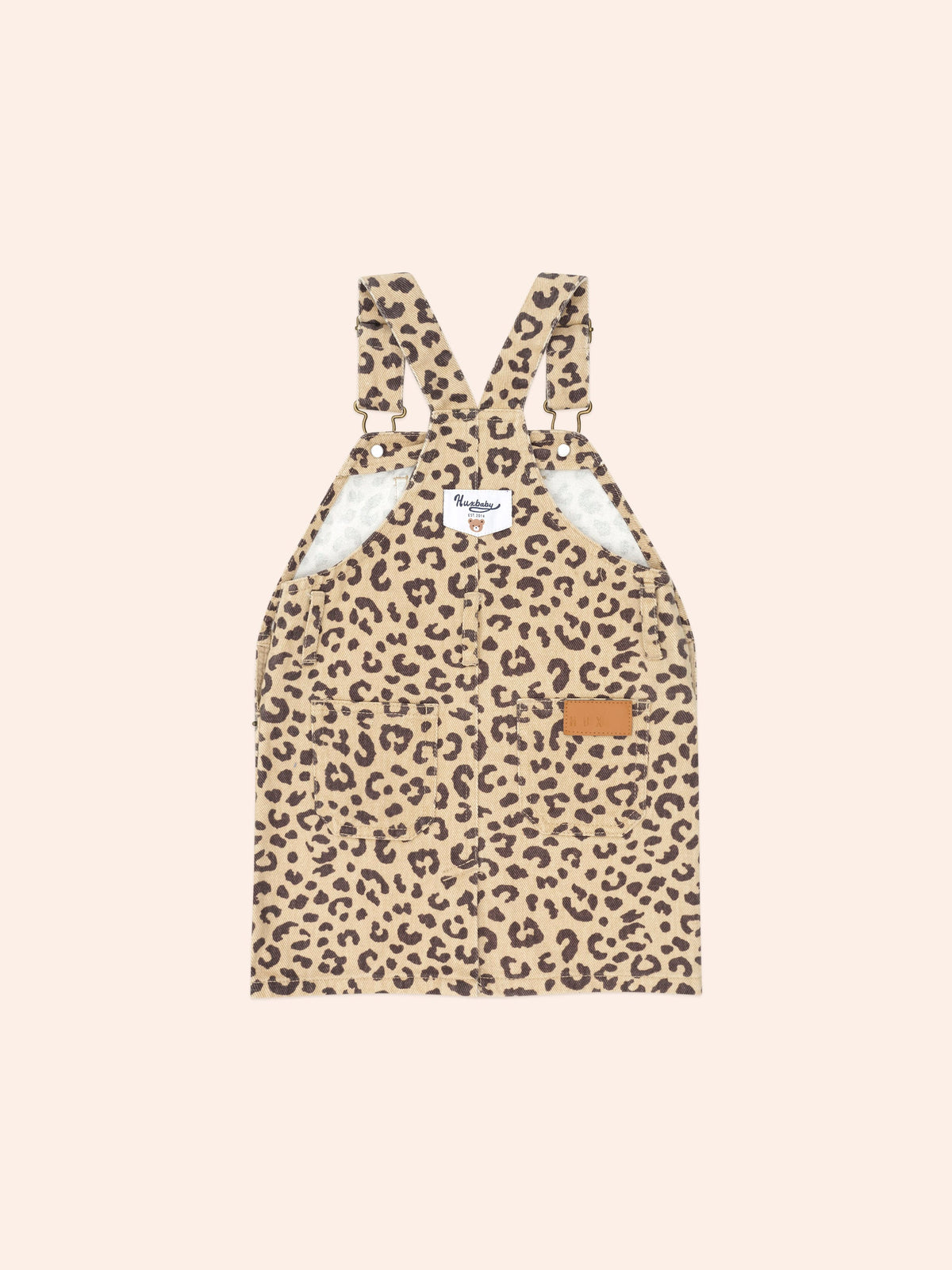 Very Cherry Leopard Print Denim Pinafore | Animal | Huxbaby